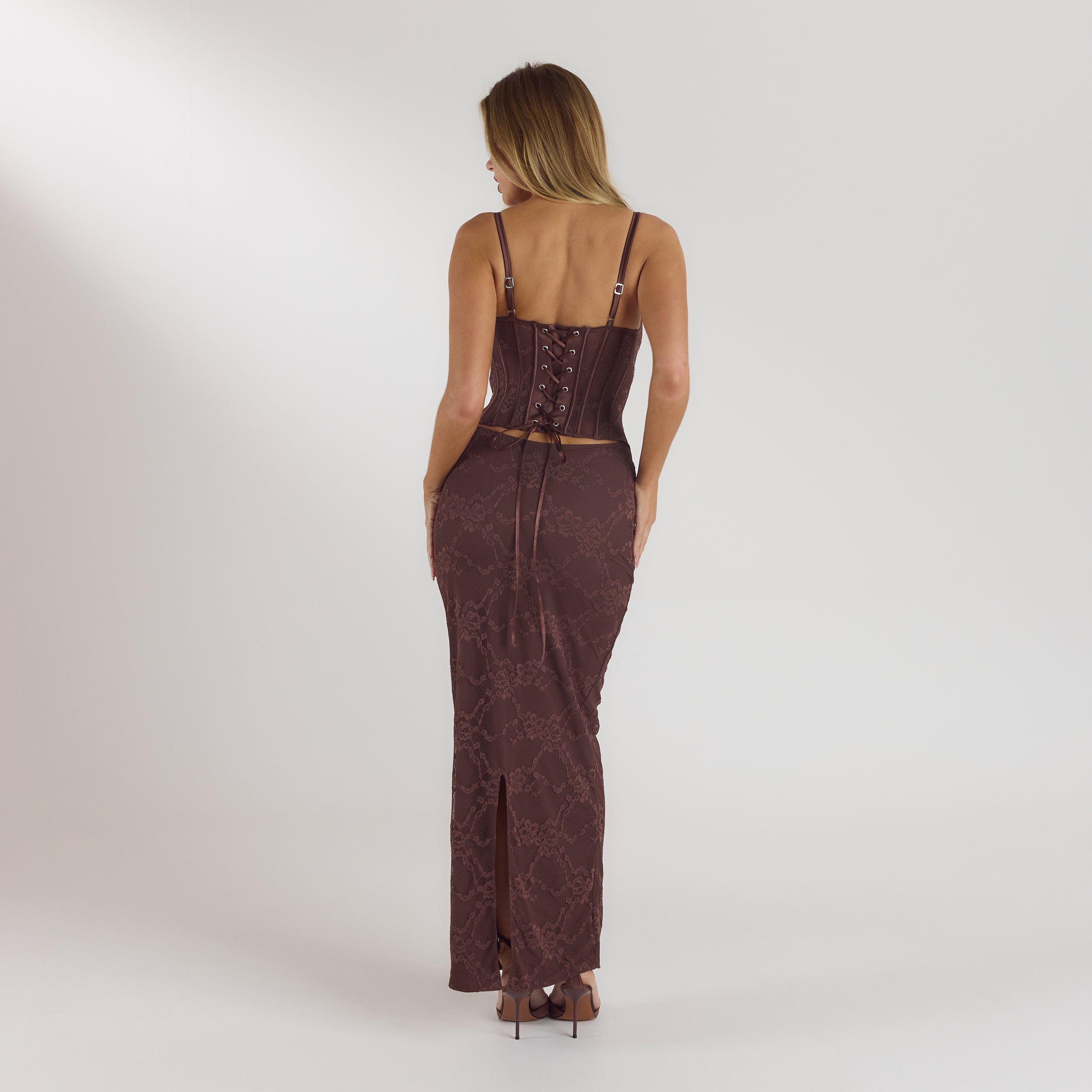 Robe Longue avec Body Blossom | Robe Longue avec Body Blossom - Chocolat