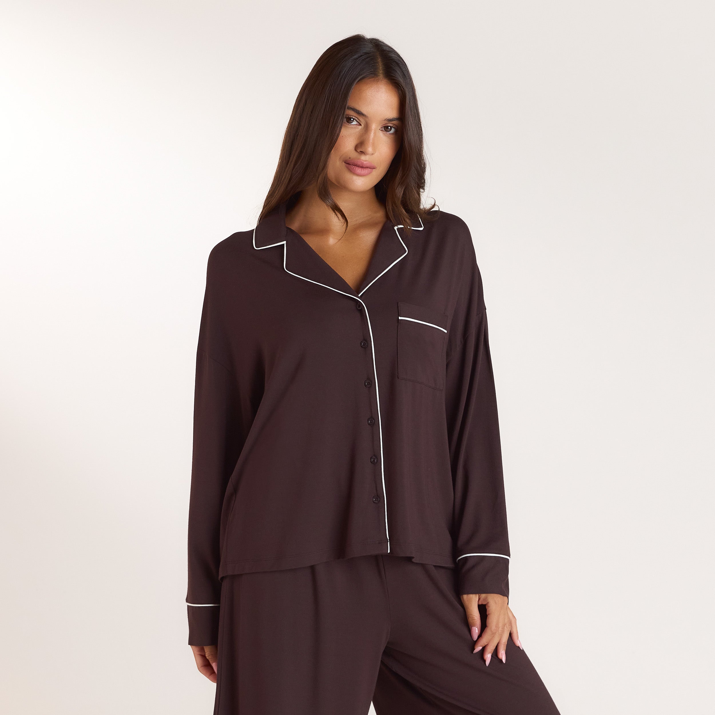 Chemise de Pyjama Modal - Chocolat Noir