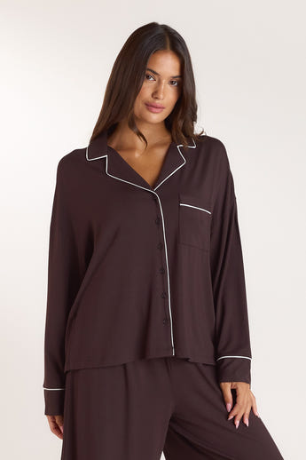 Chemise de Pyjama Modal - Chocolat Noir