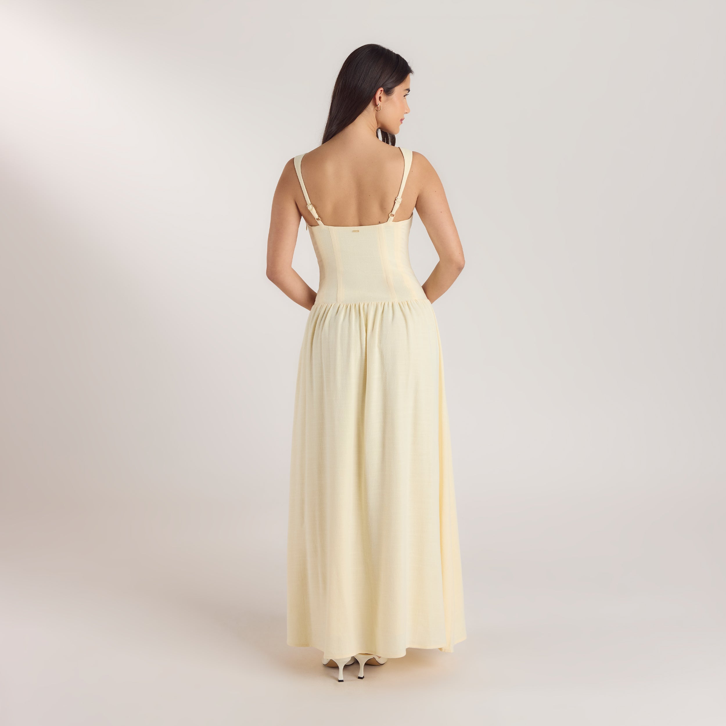 Robe Maxi Taille Basse | Robe Maxi Taille Basse - Jaune Citron