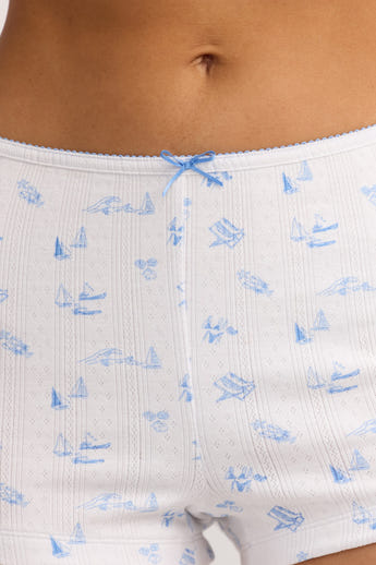 Short de Pyjama Pointelle - Imprimé Cotier Bleu alternate