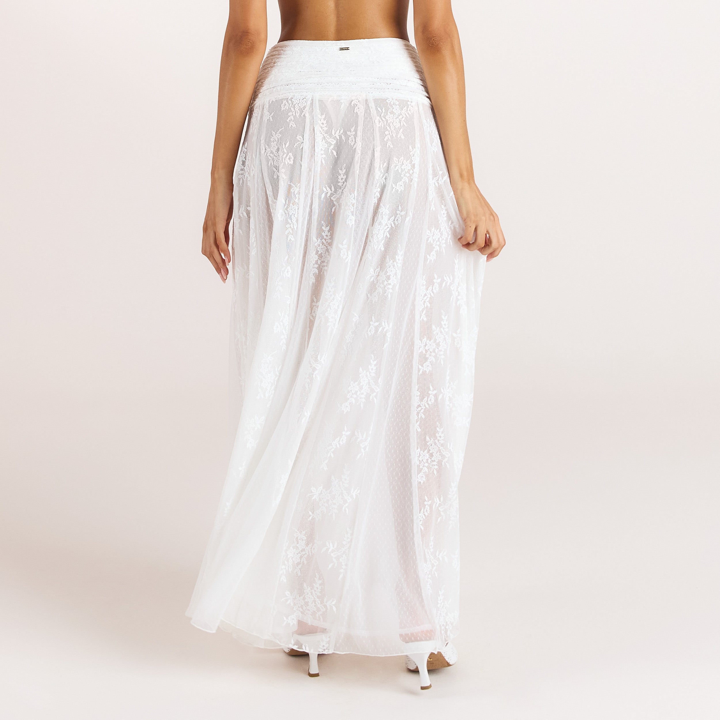 Jupe en Dentelle Transparente  | Jupe en Dentelle Transparente  - Blanc