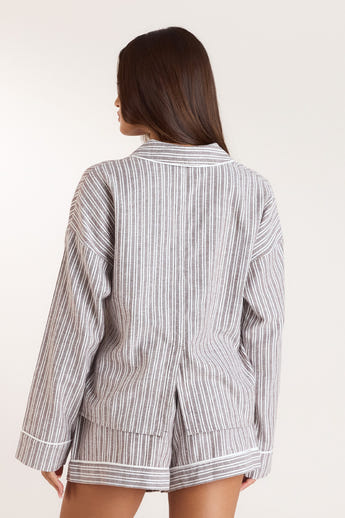 Chemise de Pyjama Stripe - Chocolat alternate