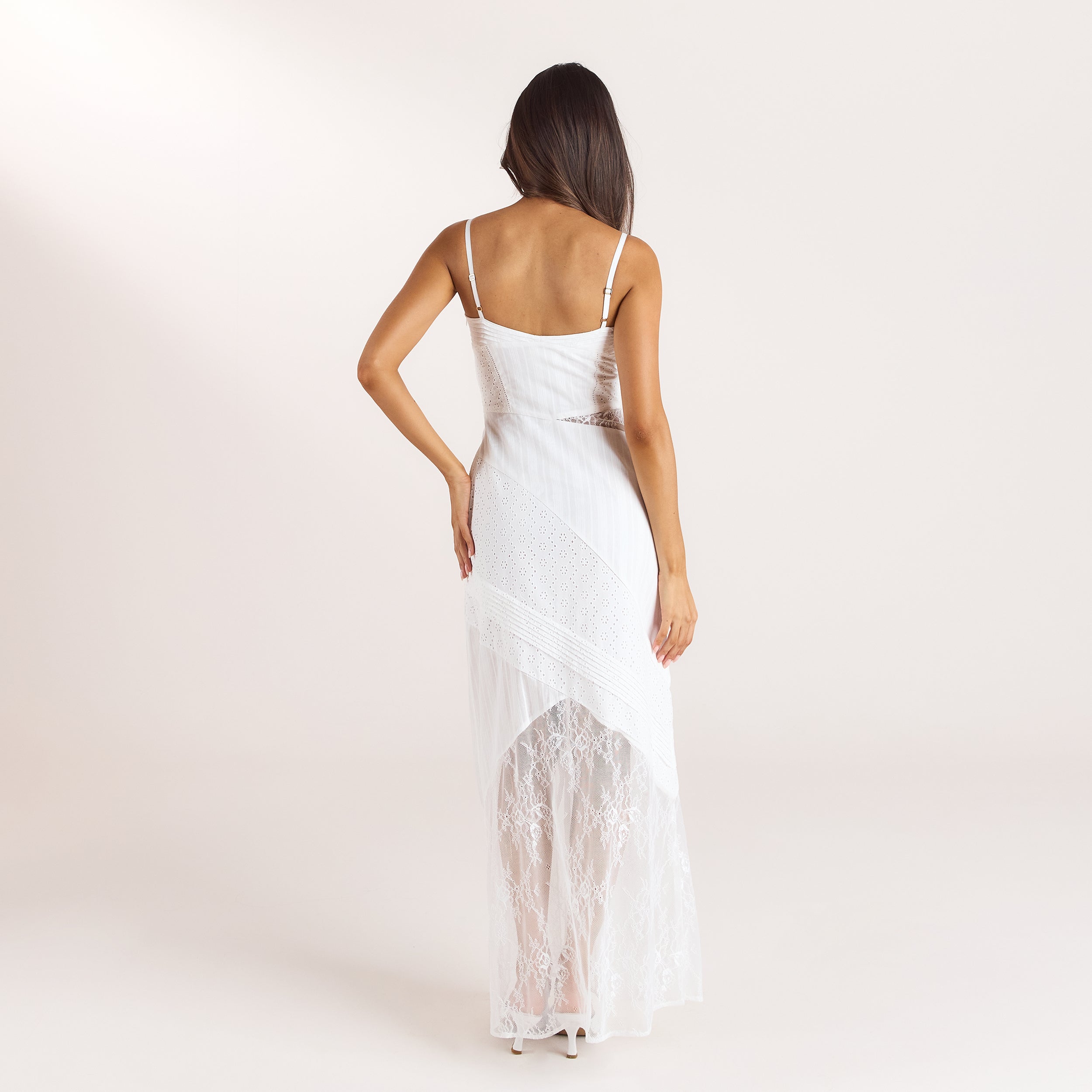 Robe Maxi en Broderie | Robe Maxi en Broderie - Blanc