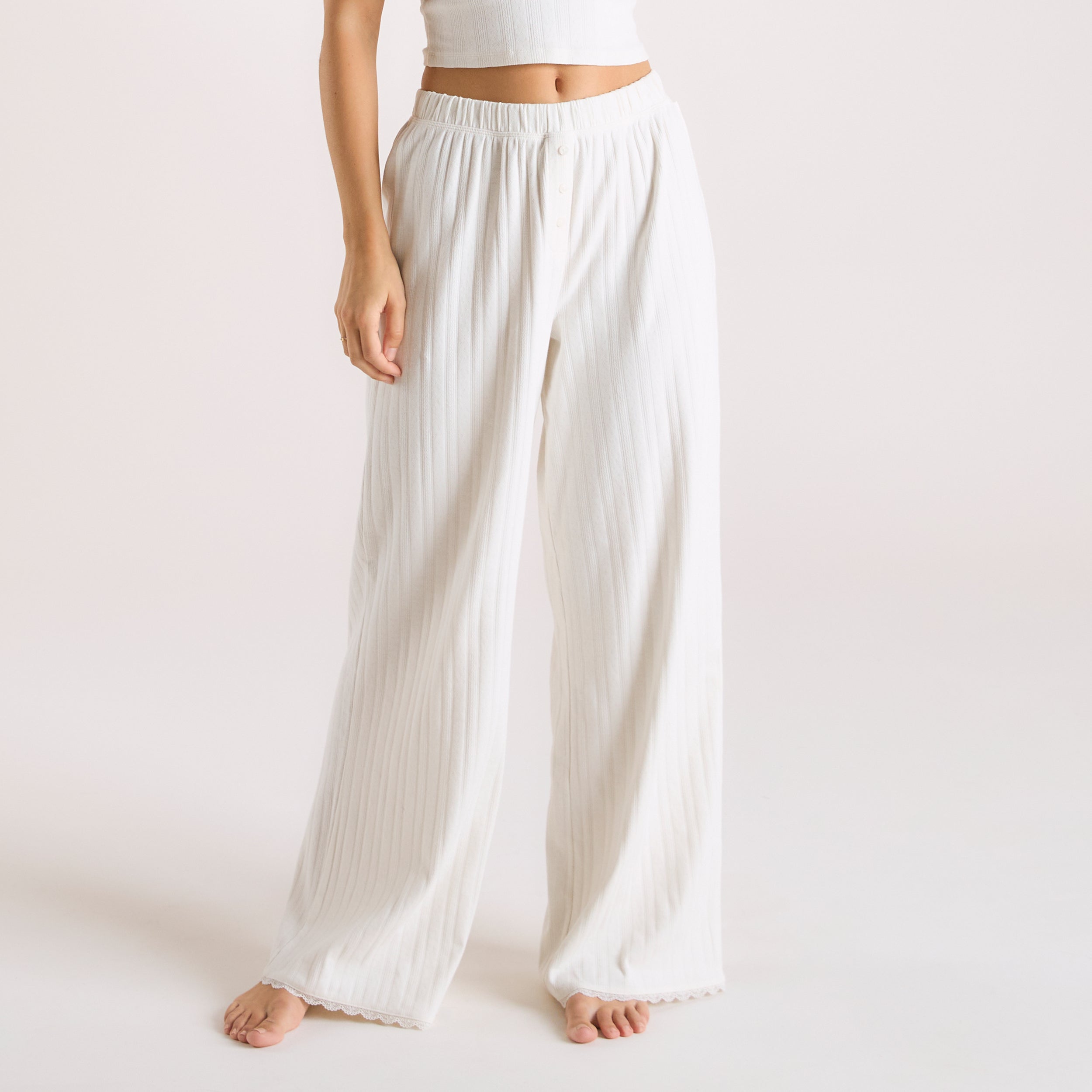 Bas de Pyjama en Pointelle | Bas de Pyjama en Pointelle - Crème