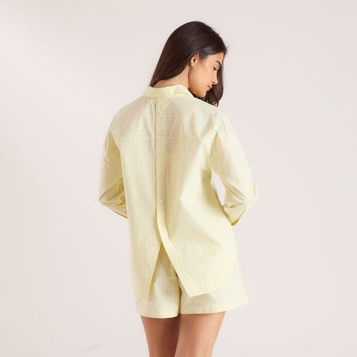 Chemise en Coton Rayée Oversize - Jaune alternate
