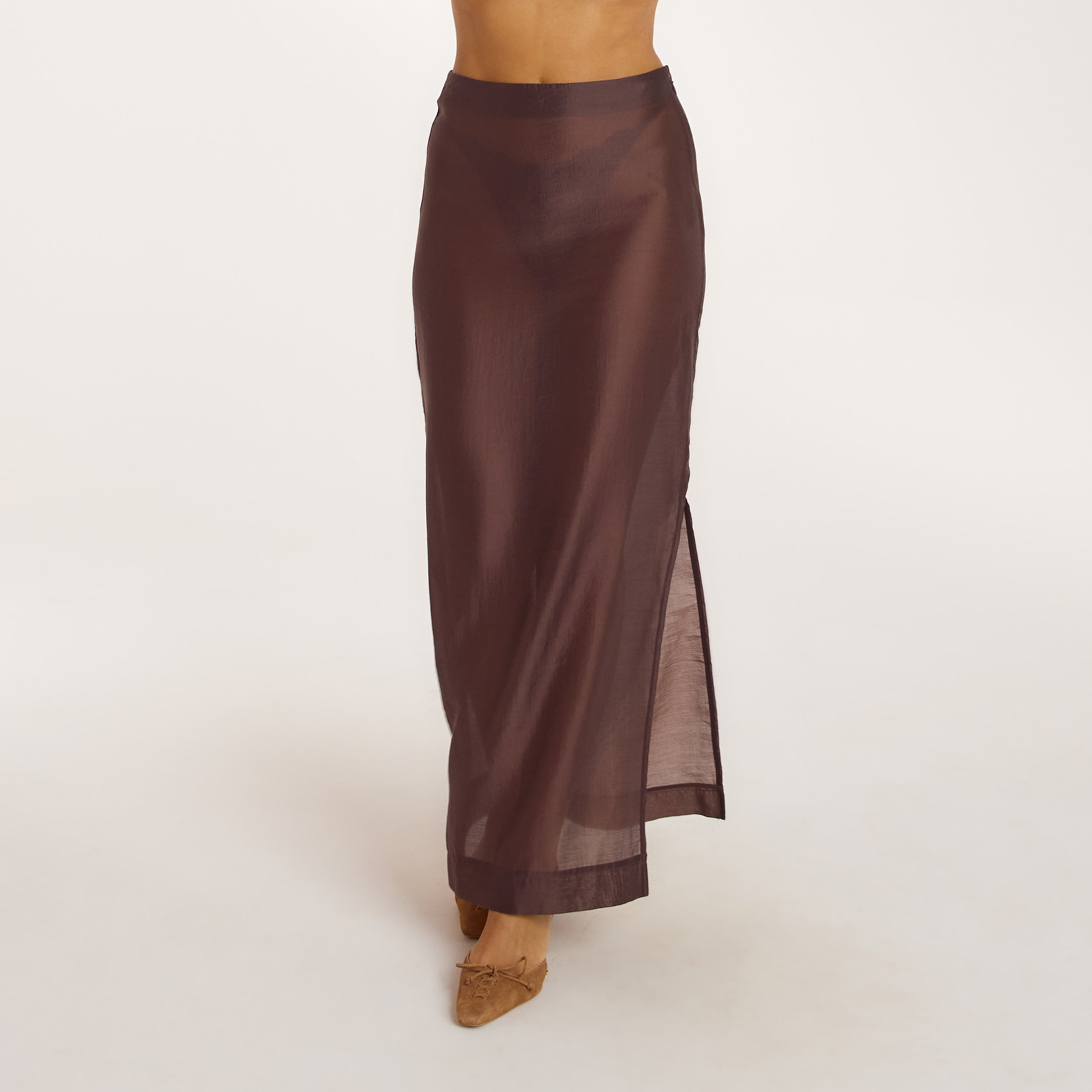 Maxi-Jupe Transparente | Maxi-Jupe Transparente - Chocolat