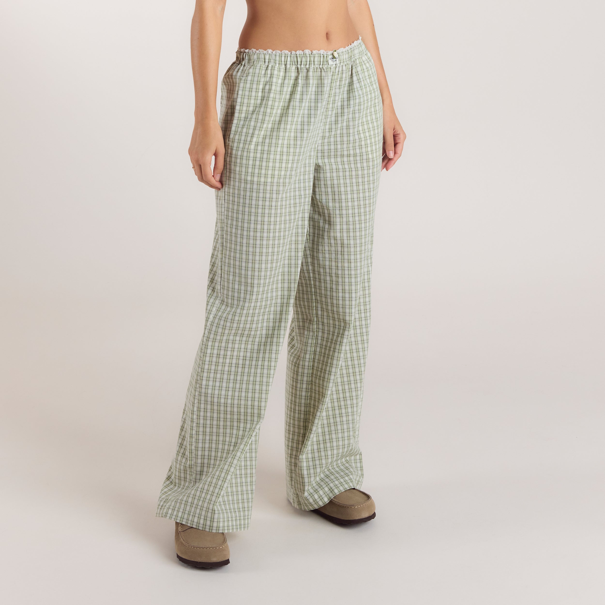 Pantalon en Coton à Carreaux | Pantalon en Coton à Carreaux - Vert