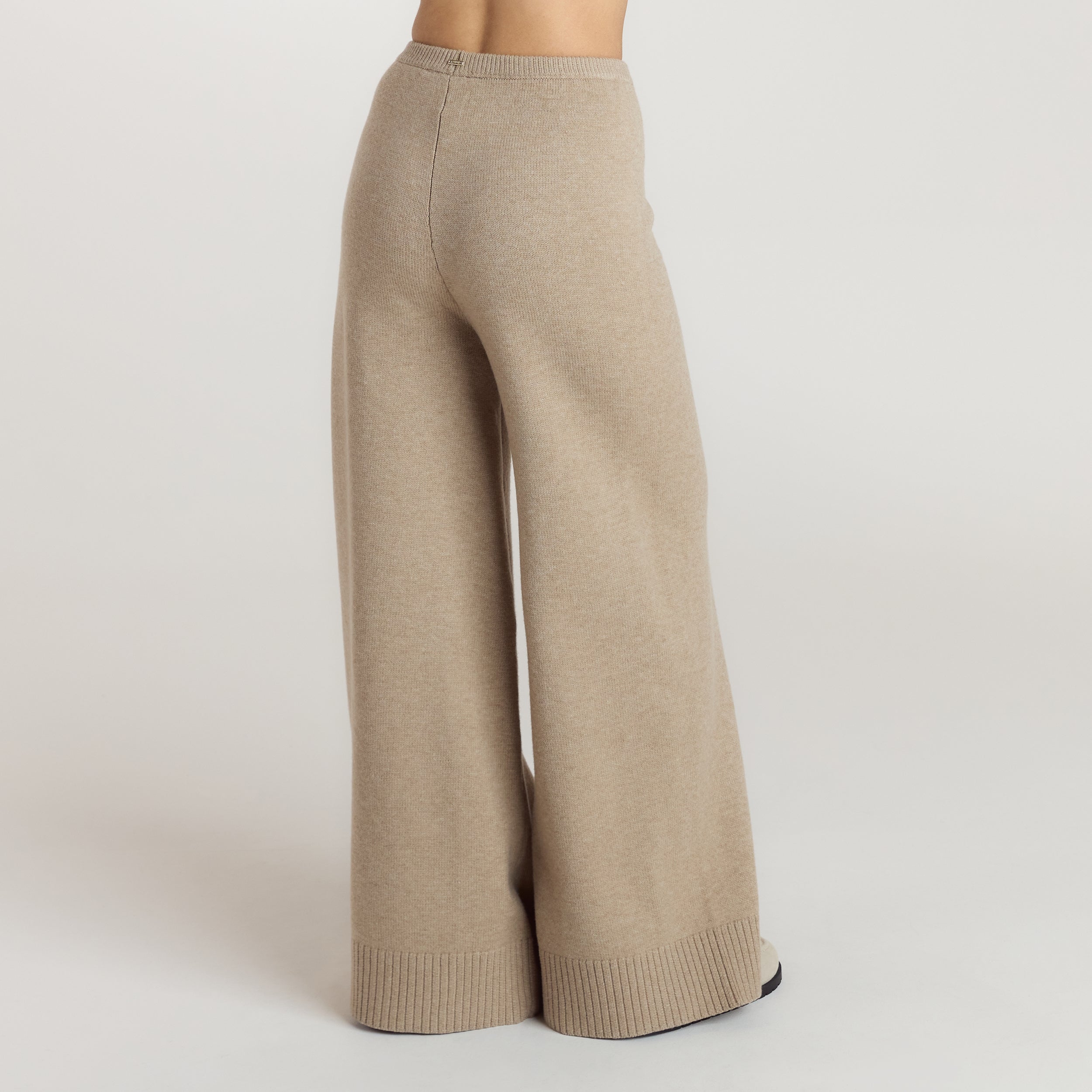 Pantalon à Ourlet en Maille  | Pantalon à Ourlet en Maille  - Vison