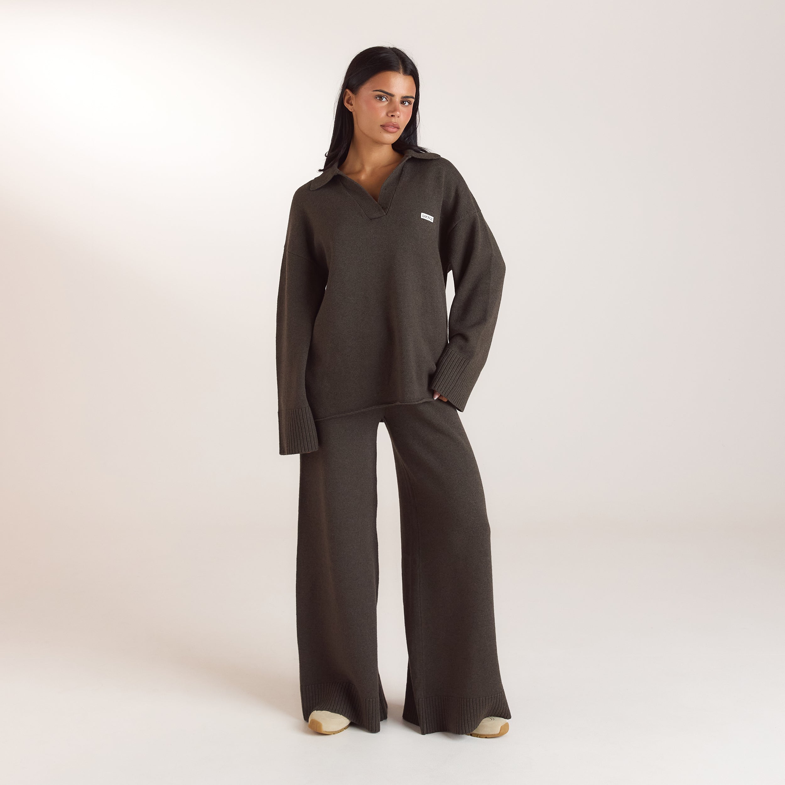 Pantalon en Maille à Ourlets Côtelés | Pantalon en Maille à Ourlets Côtelés - Vert Mousse