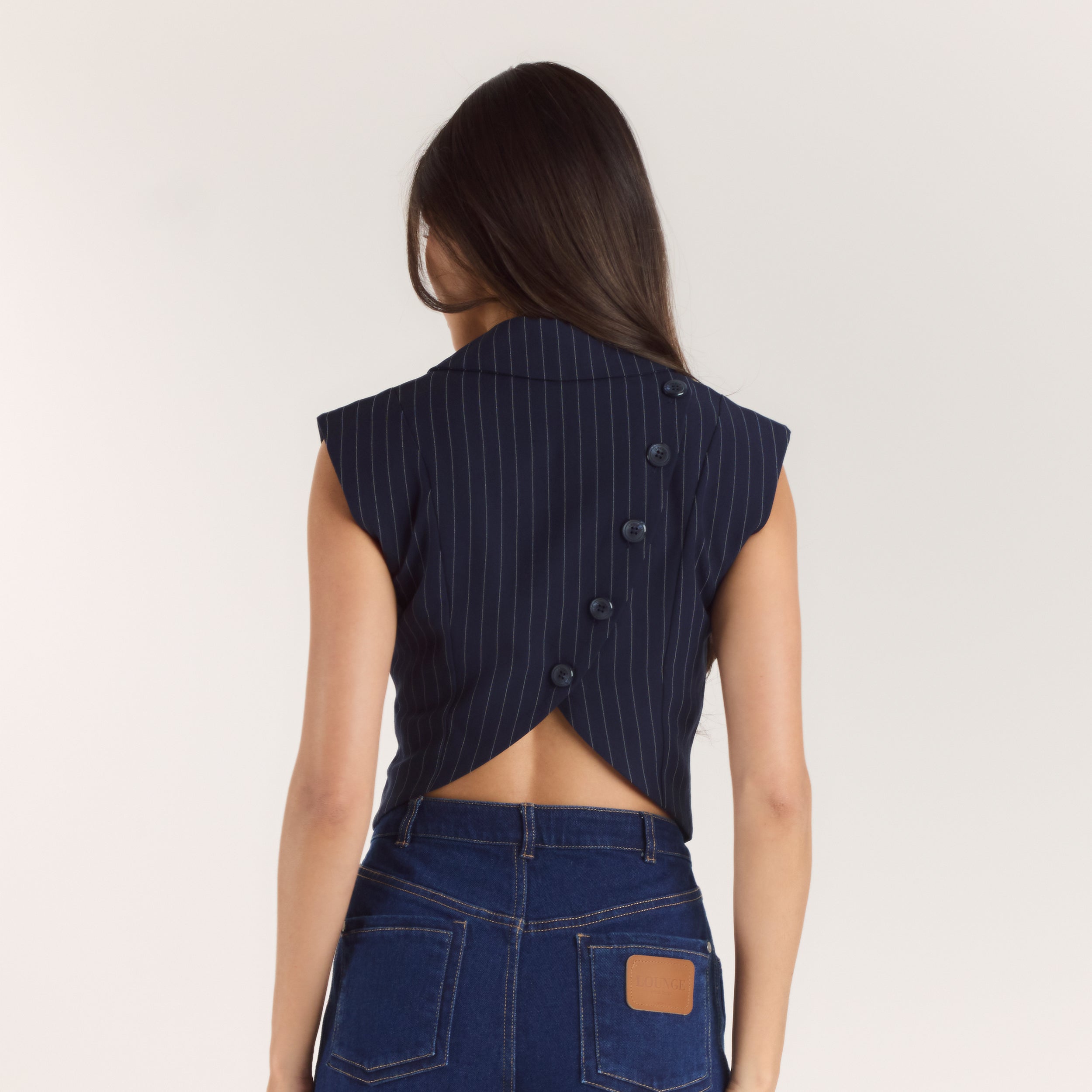 Gilet Croisé | Gilet Croisé - Rayures Bleu Marine