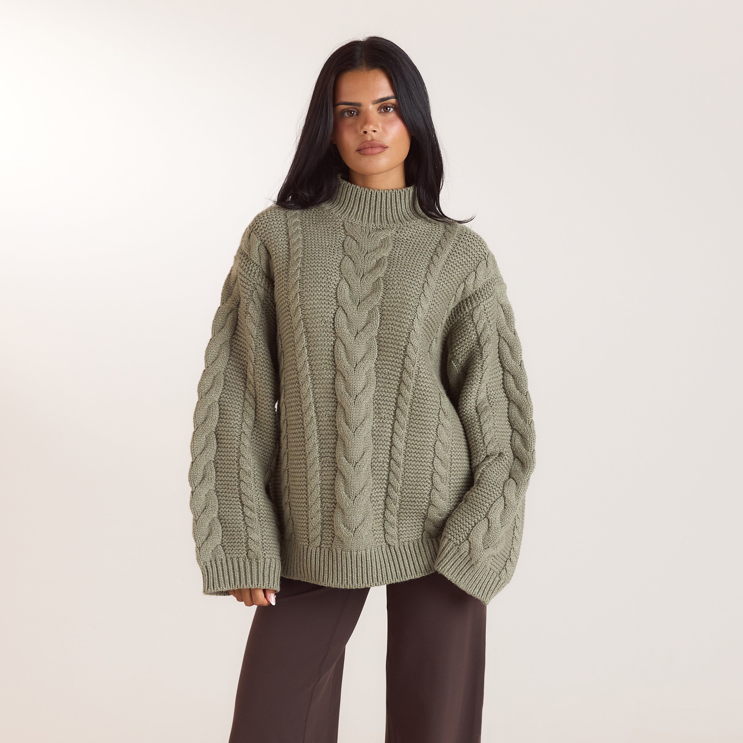 Pull Torsadé Oversize | Pull Torsadé Oversize - Olive