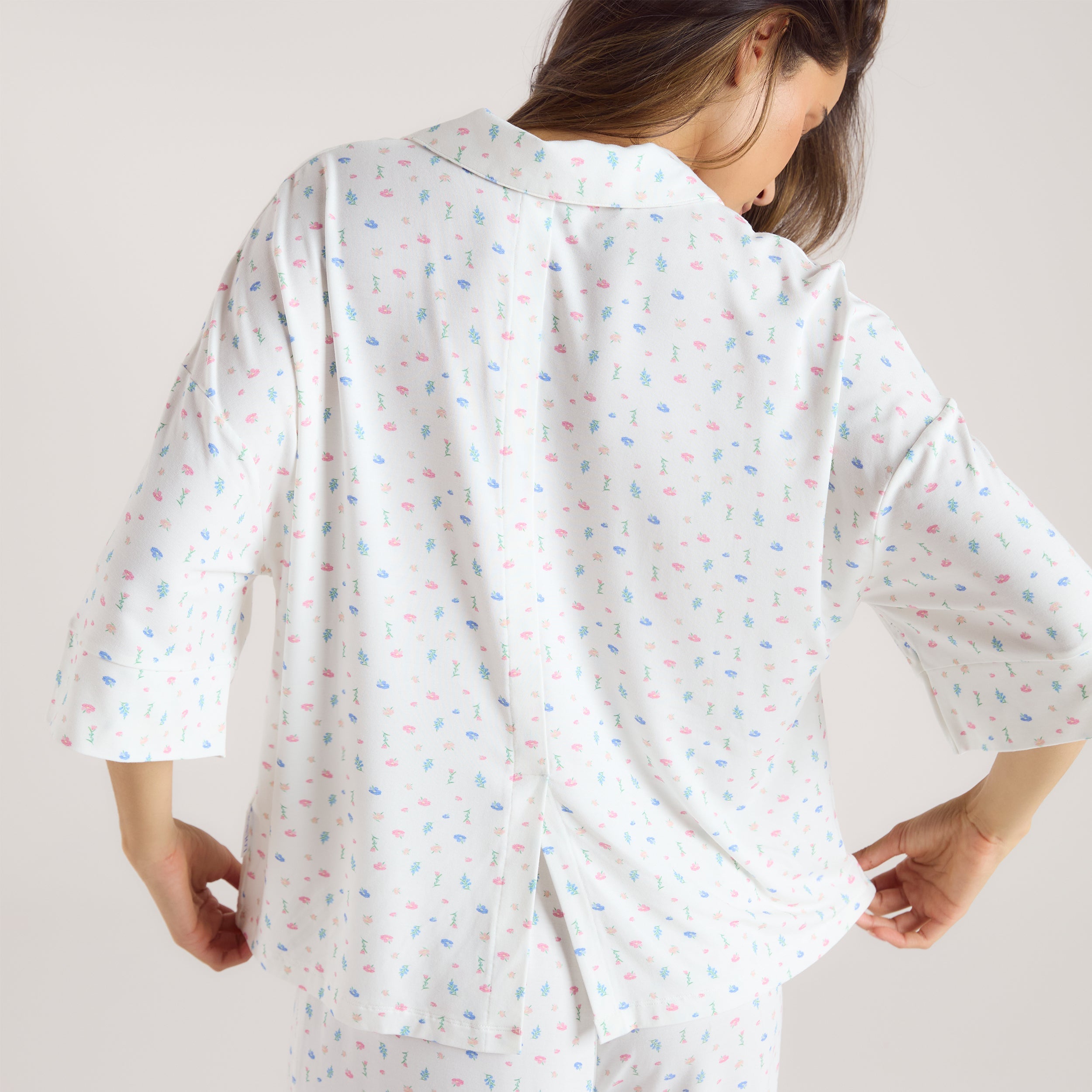 Chemise de Pyjama à Manches Courtes en Modal | Chemise de Pyjama à Manches Courtes en Modal - Blanc Floral