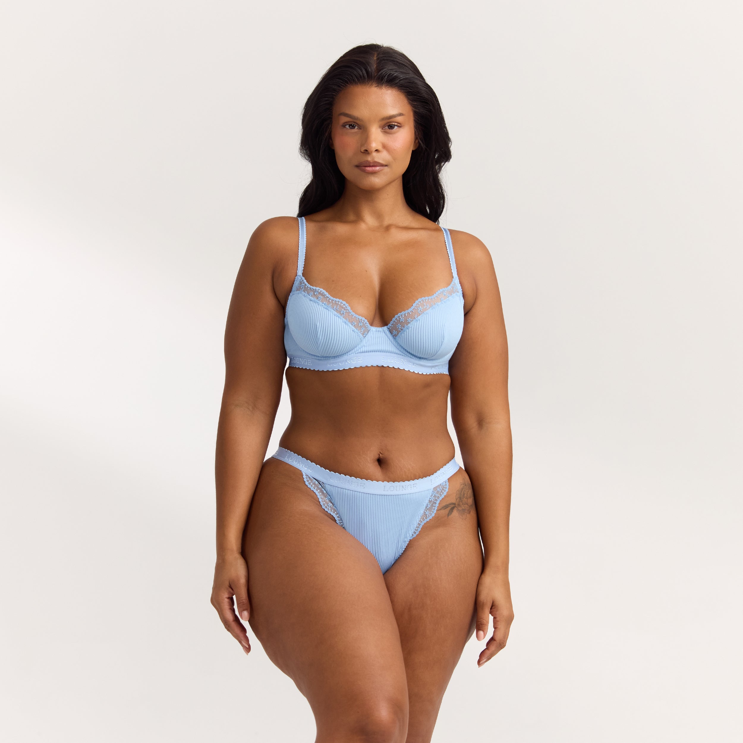 Ribbed Balcony Soutien-Gorge  | Ribbed Balcony Soutien-Gorge - Bleu