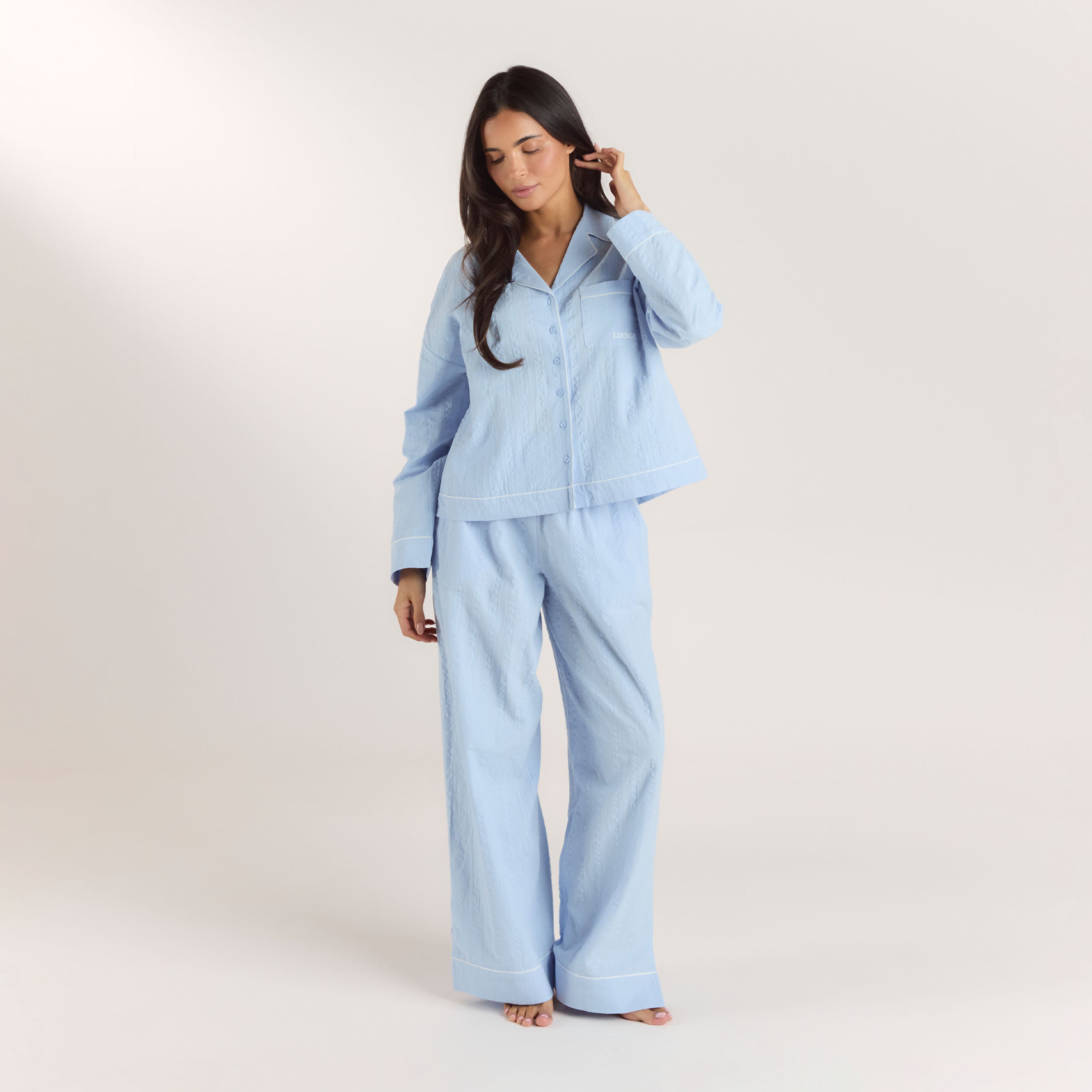 Chemise de Pyjama Texturée | Chemise de Pyjama Texturée - Bleu