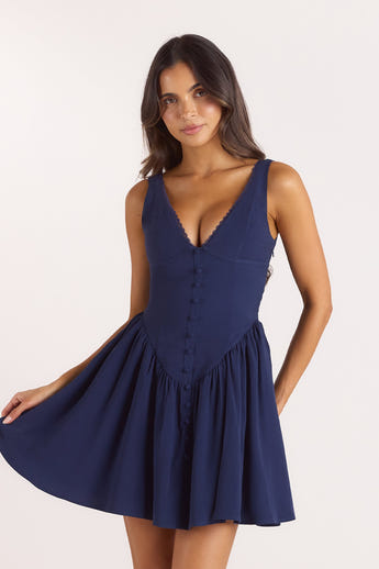 Robe Mini Plongeante - Bleu Marine