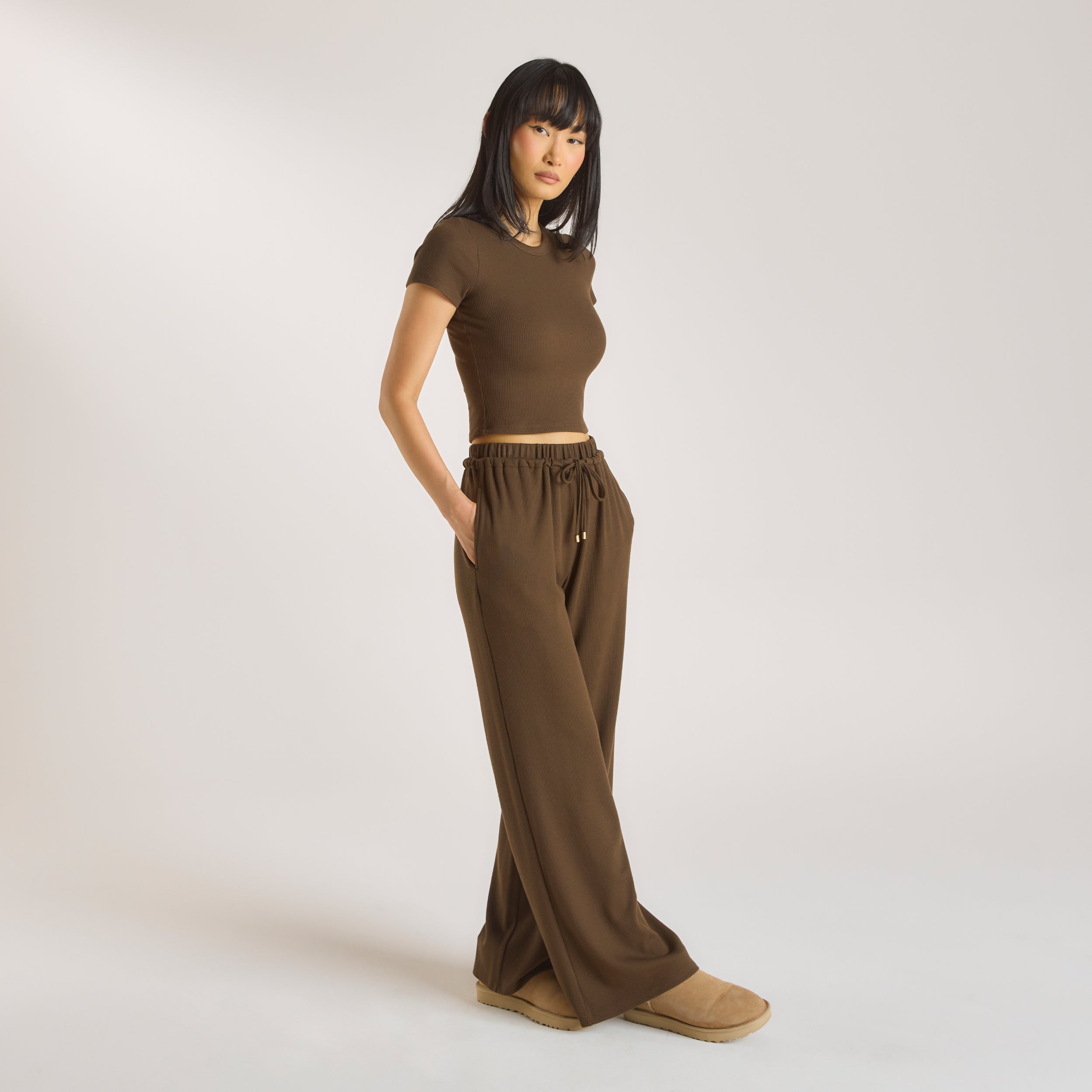 Pantalon Large Waffle  | Pantalon Large Waffle - Chocolat