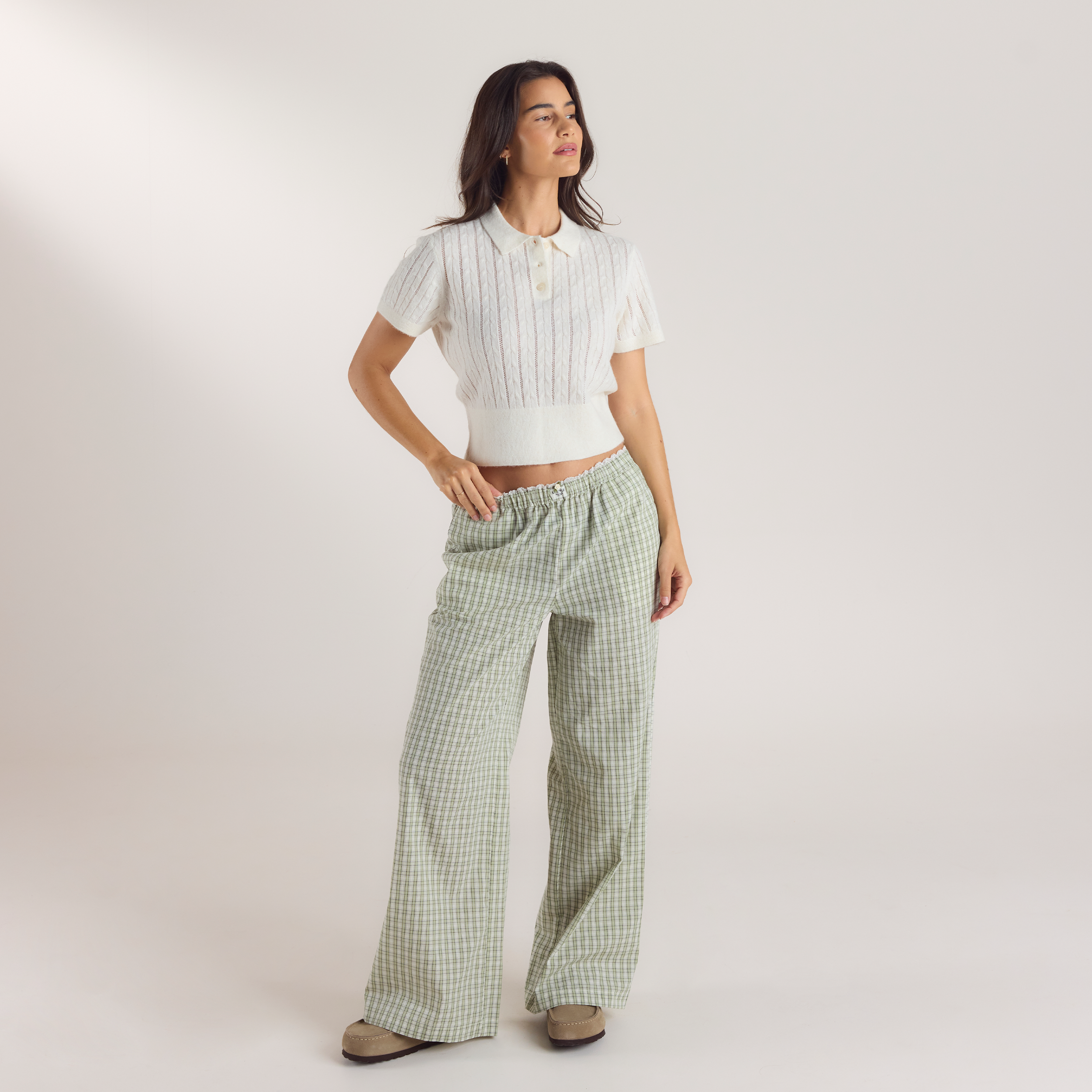 Polo en Maille Transparente | Polo en Maille Transparente - Crème