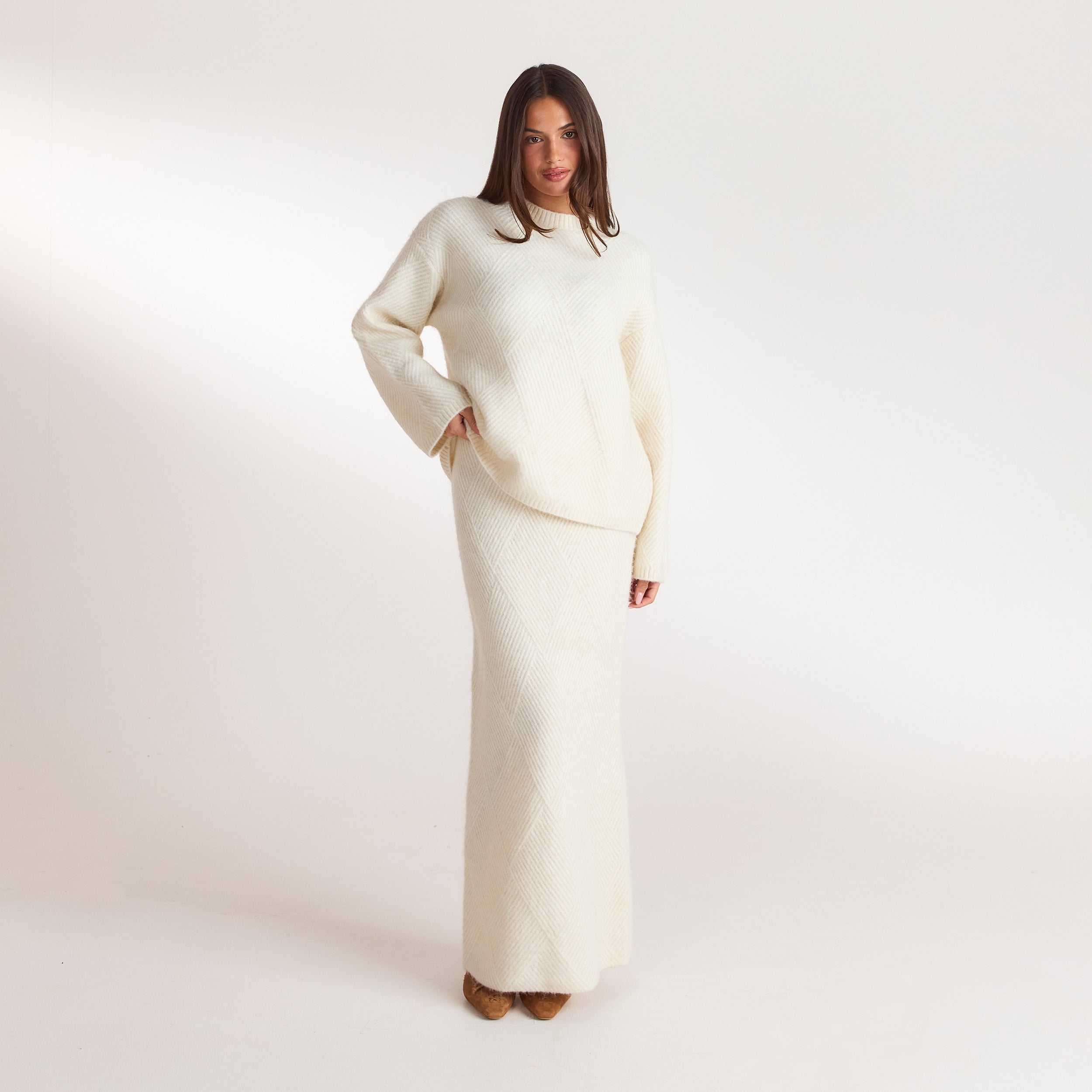 Pull en Maille à Losanges | Pull en Maille à Losanges - Crème