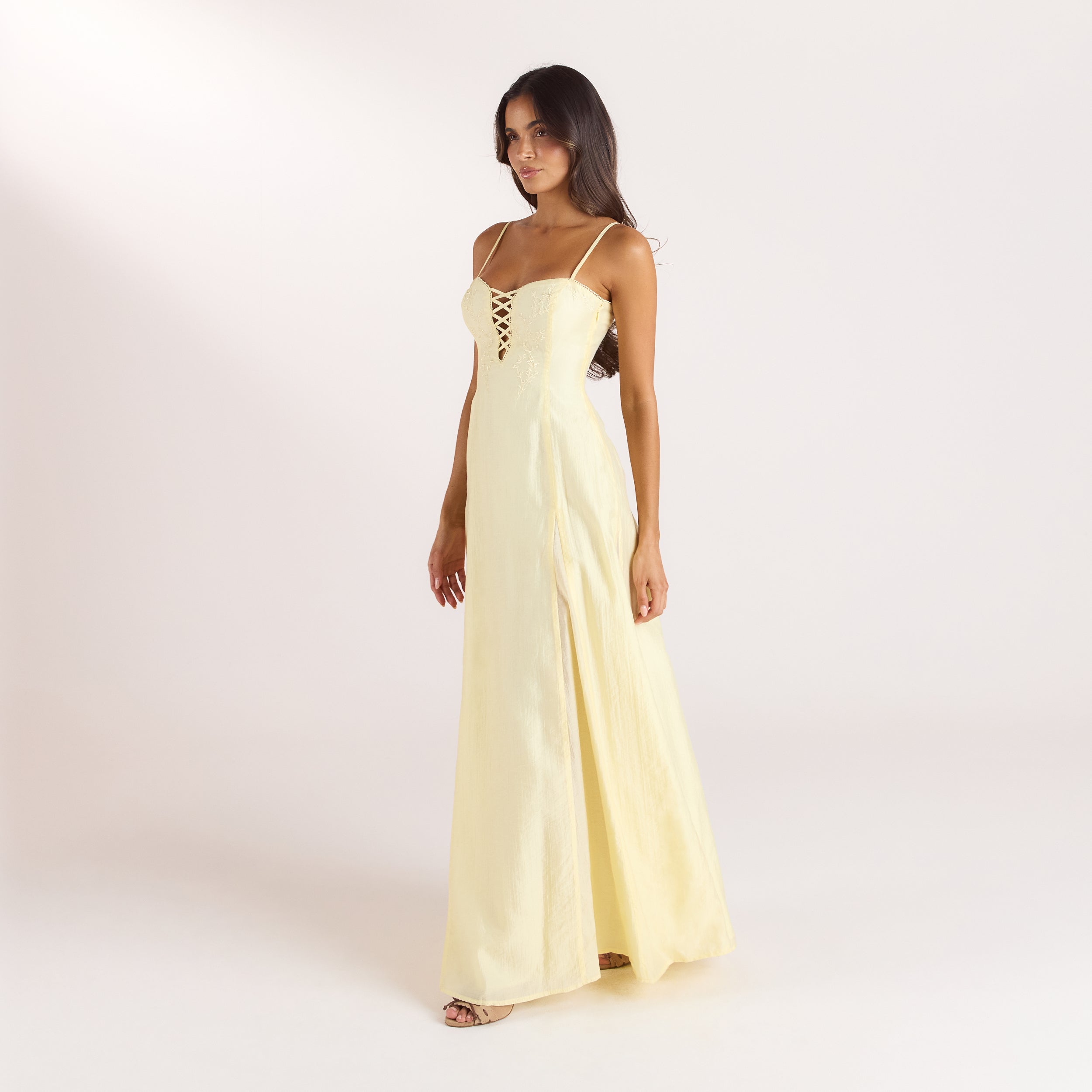 Robe Maxi Brodée | Robe Maxi Brodée - Jaune Citron