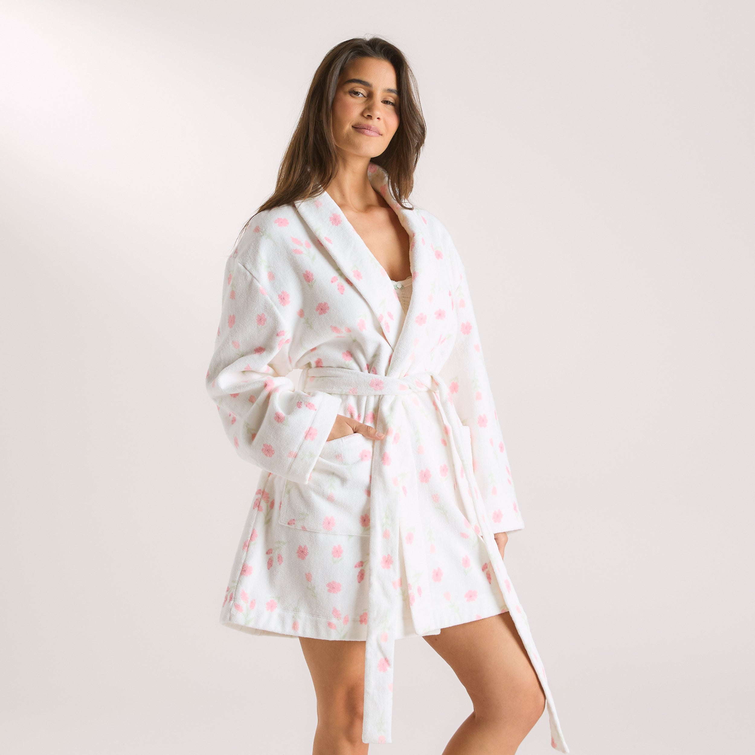 Peignoir en Tissu Éponge | Peignoir en Tissu Éponge - Motif Floral