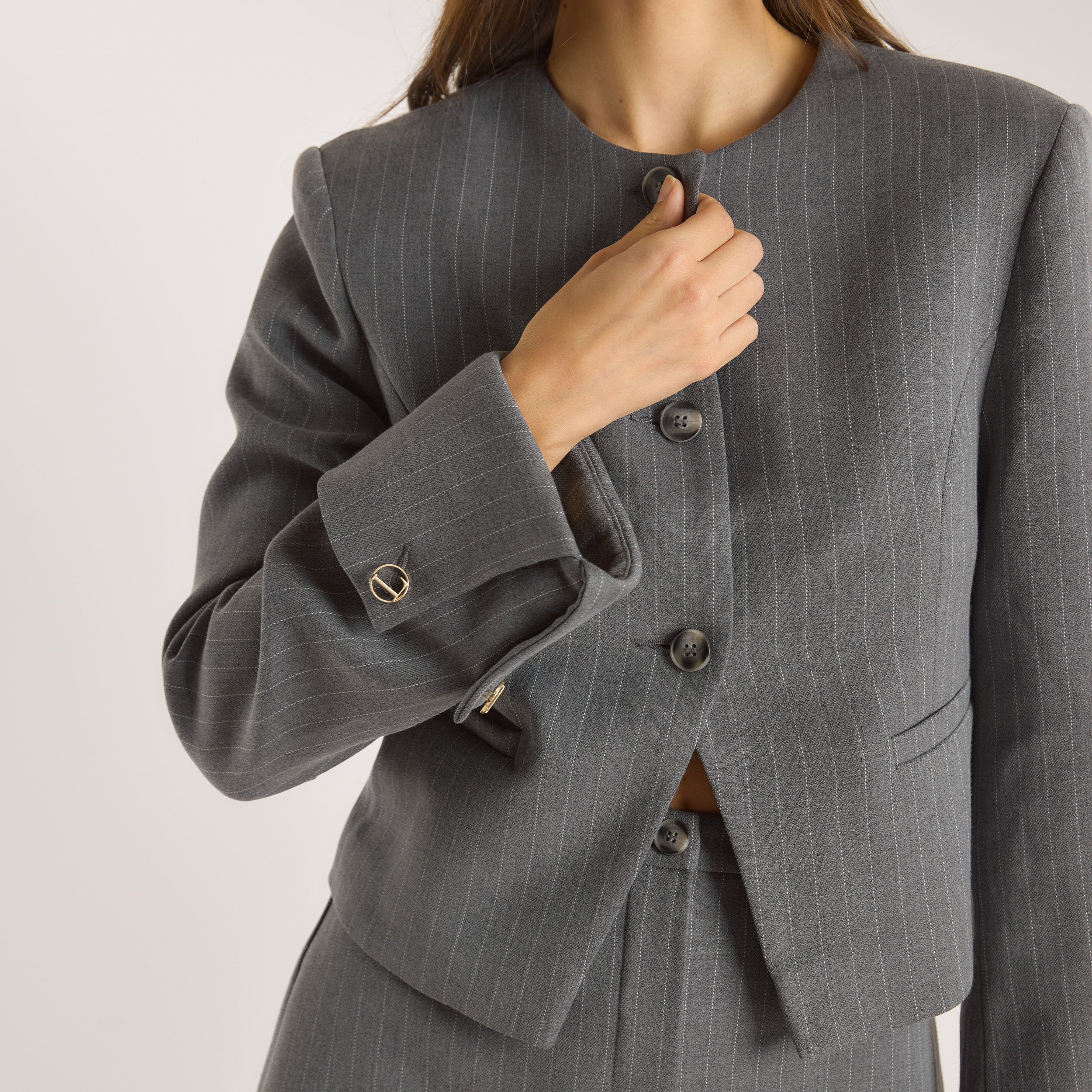 Veste Ajustée | Veste Ajustée - Rayures Grises