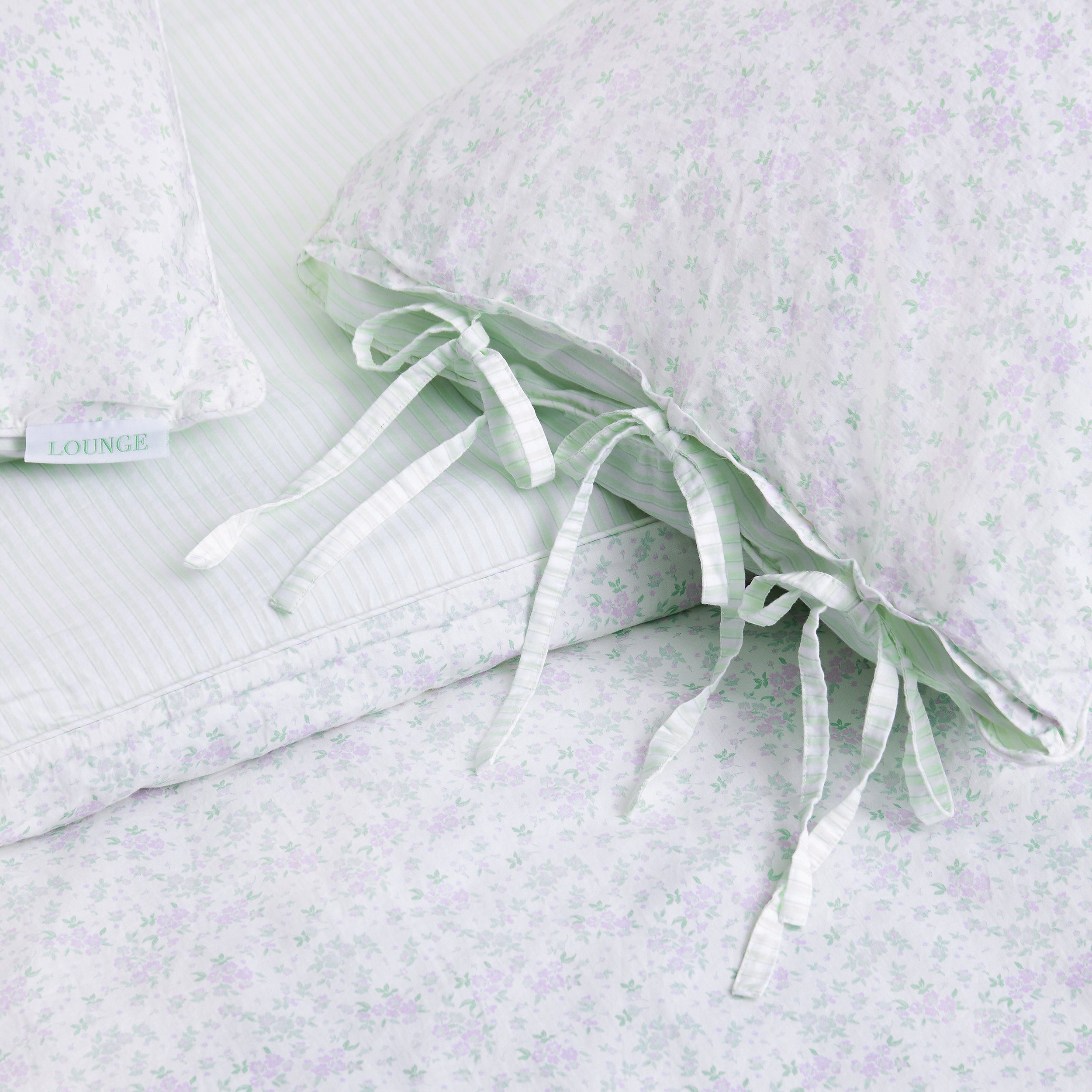 Housse de Couette Bloom & Stripe | Housse de Couette Bloom & Stripe - Sauge Floral