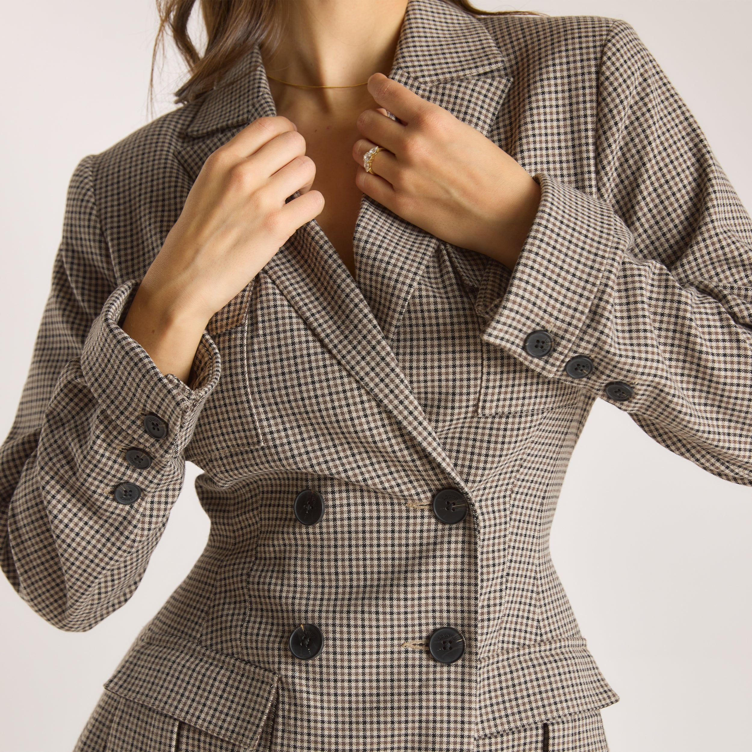 Robe Blazer Pied-de-Poule | Robe Blazer Pied-de-Poule - Marron