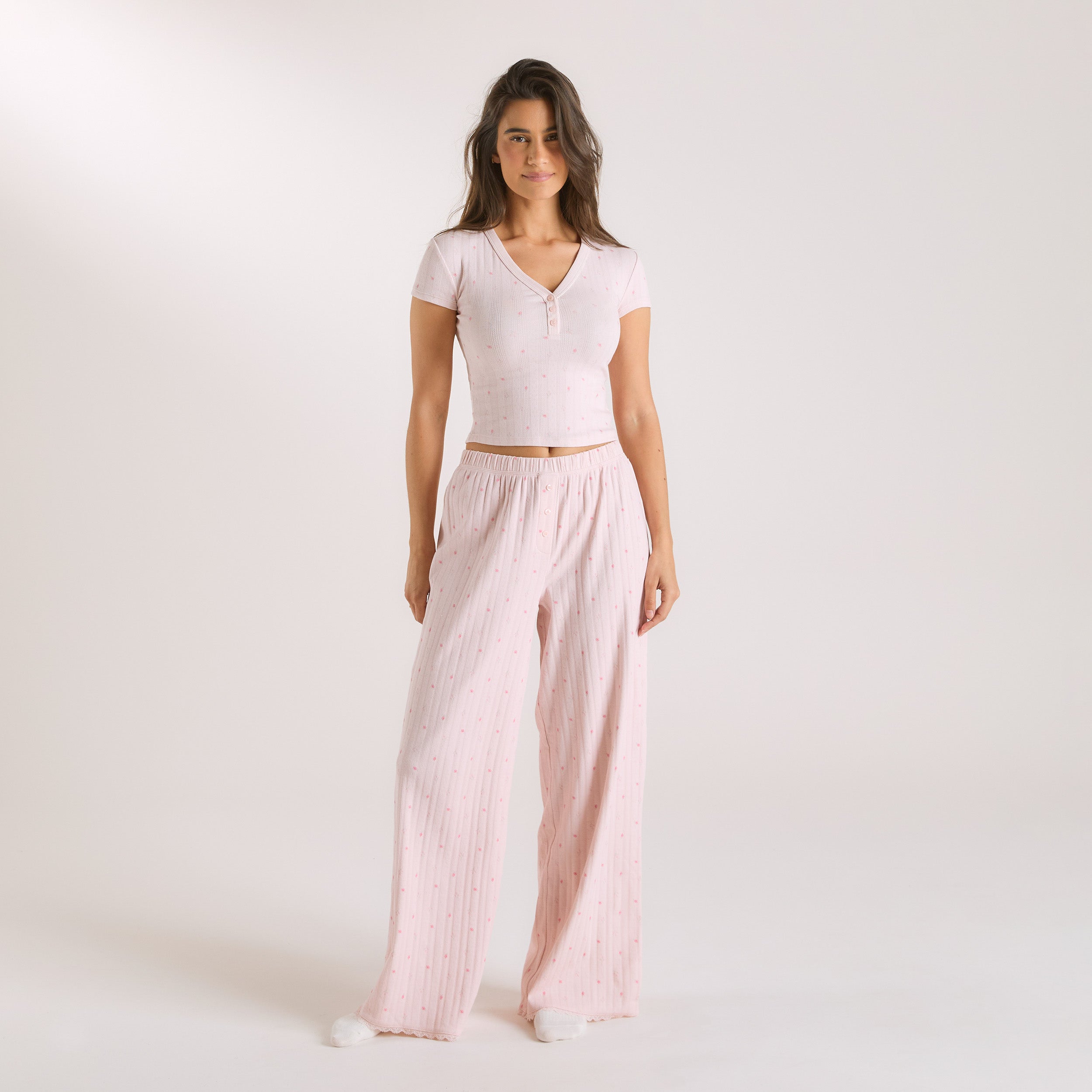 Bas de Pyjama en Pointelle | Bas de Pyjama en Pointelle - Rose Floral