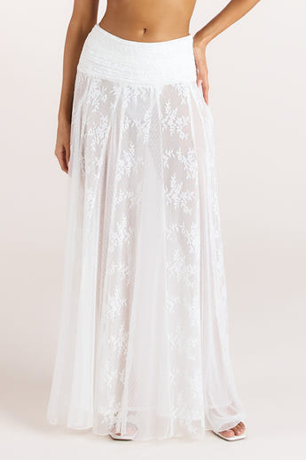 Jupe en Dentelle Transparente - Blanc