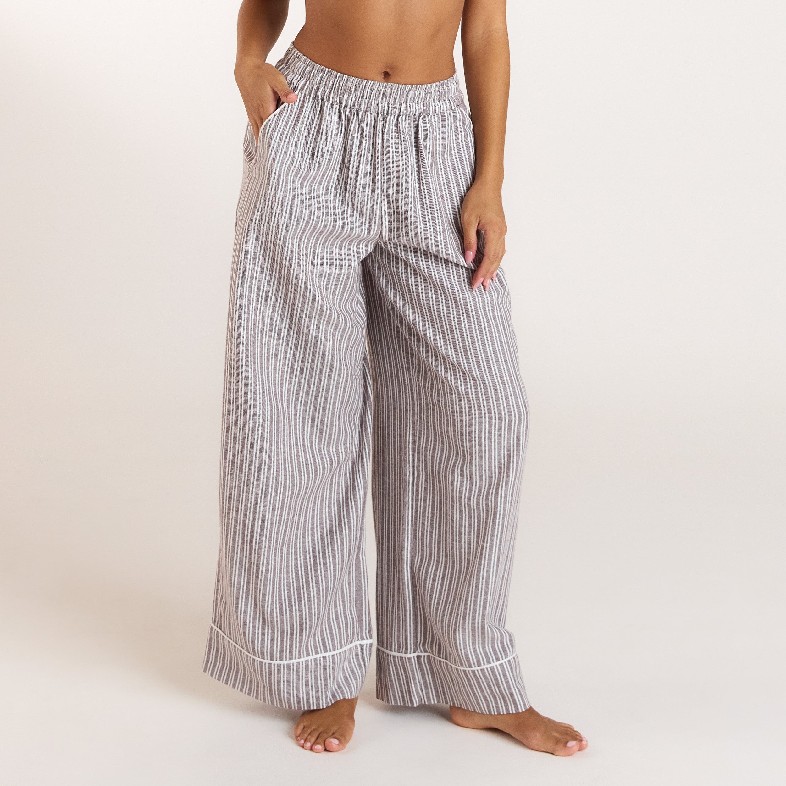 Pantalons de Pyjama Stripe - Chocolat