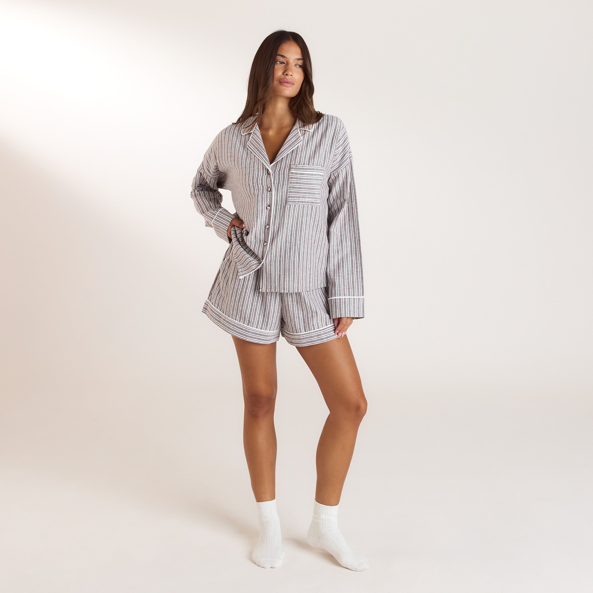Chemise de Pyjama Stripe | Chemise de Pyjama Stripe - Chocolat