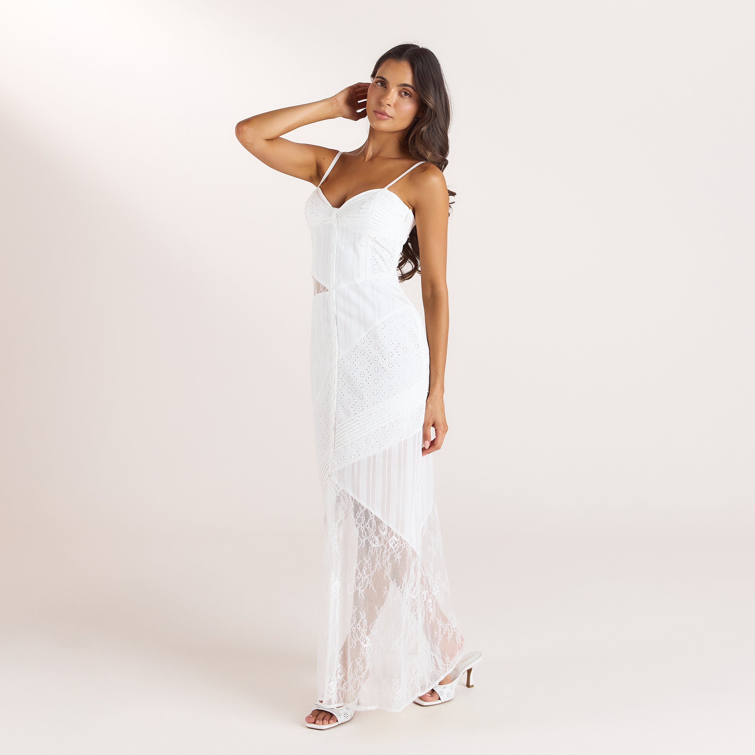 Robe Maxi en Broderie | Robe Maxi en Broderie - Blanc
