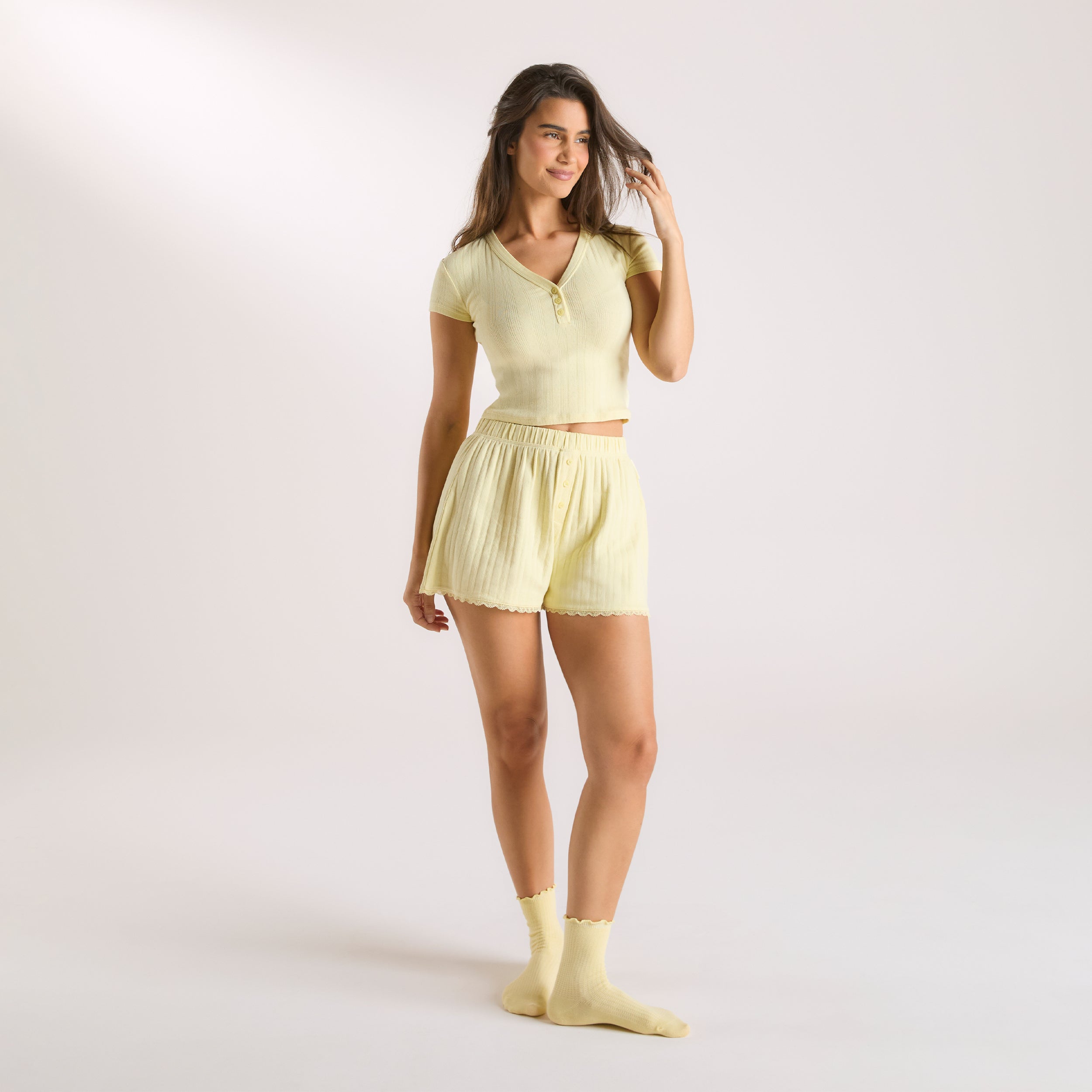 Short de Pyjama en Dentelle  | Short de Pyjama en Dentelle  - Bouton d'or