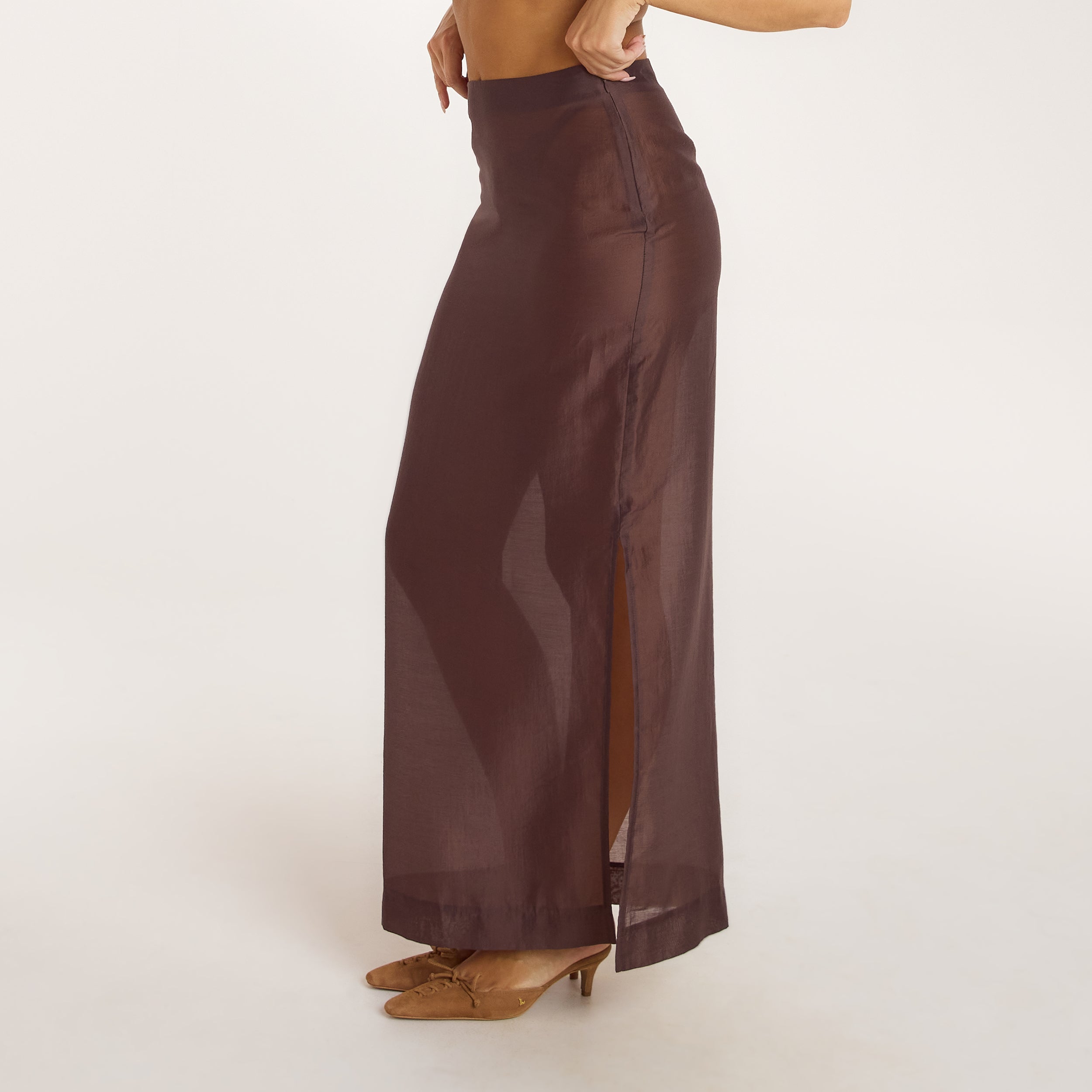 Maxi-Jupe Transparente | Maxi-Jupe Transparente - Chocolat