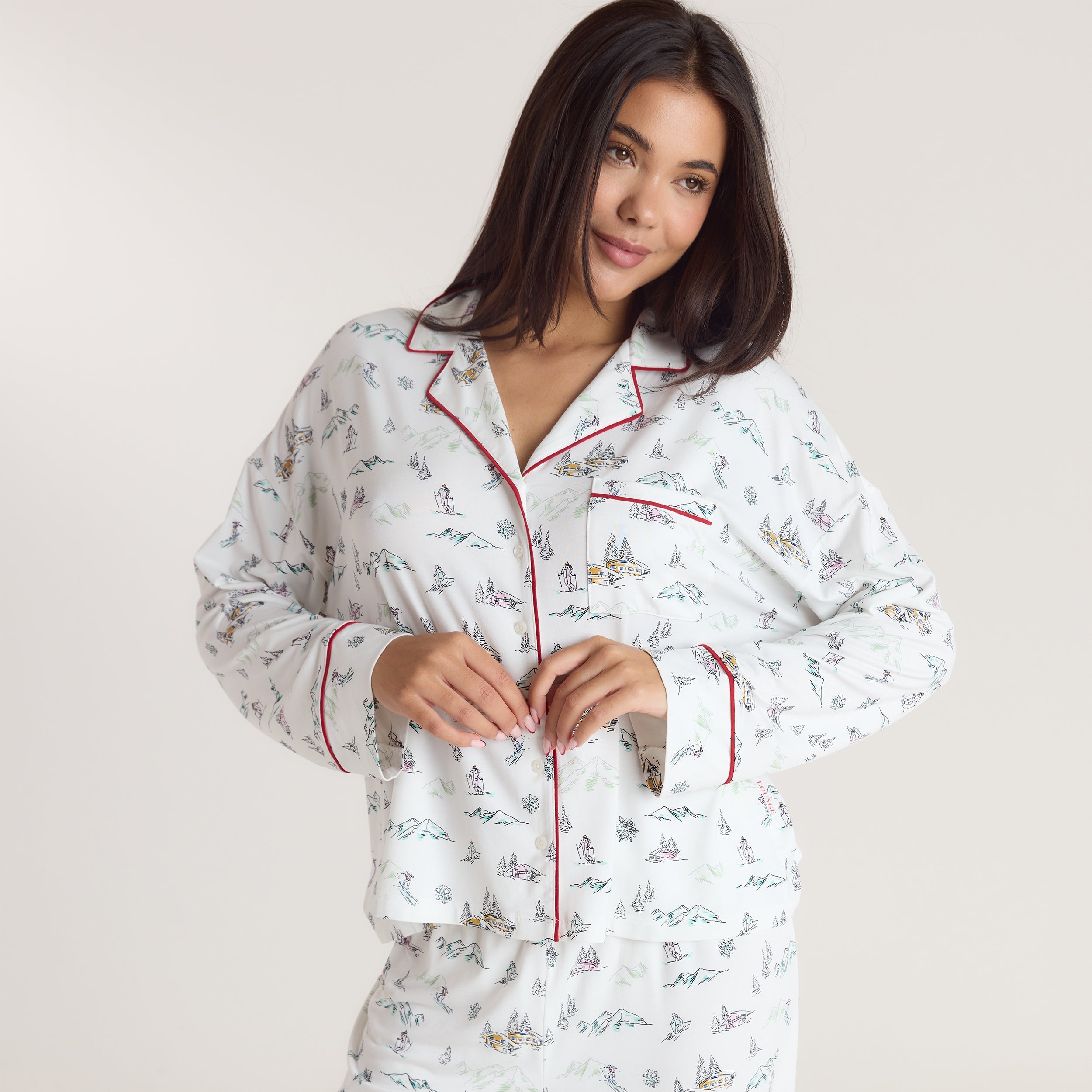 Chemise de Pyjama Alpine Dreams | Chemise de Pyjama Alpine Dreams - Imprimé Ski