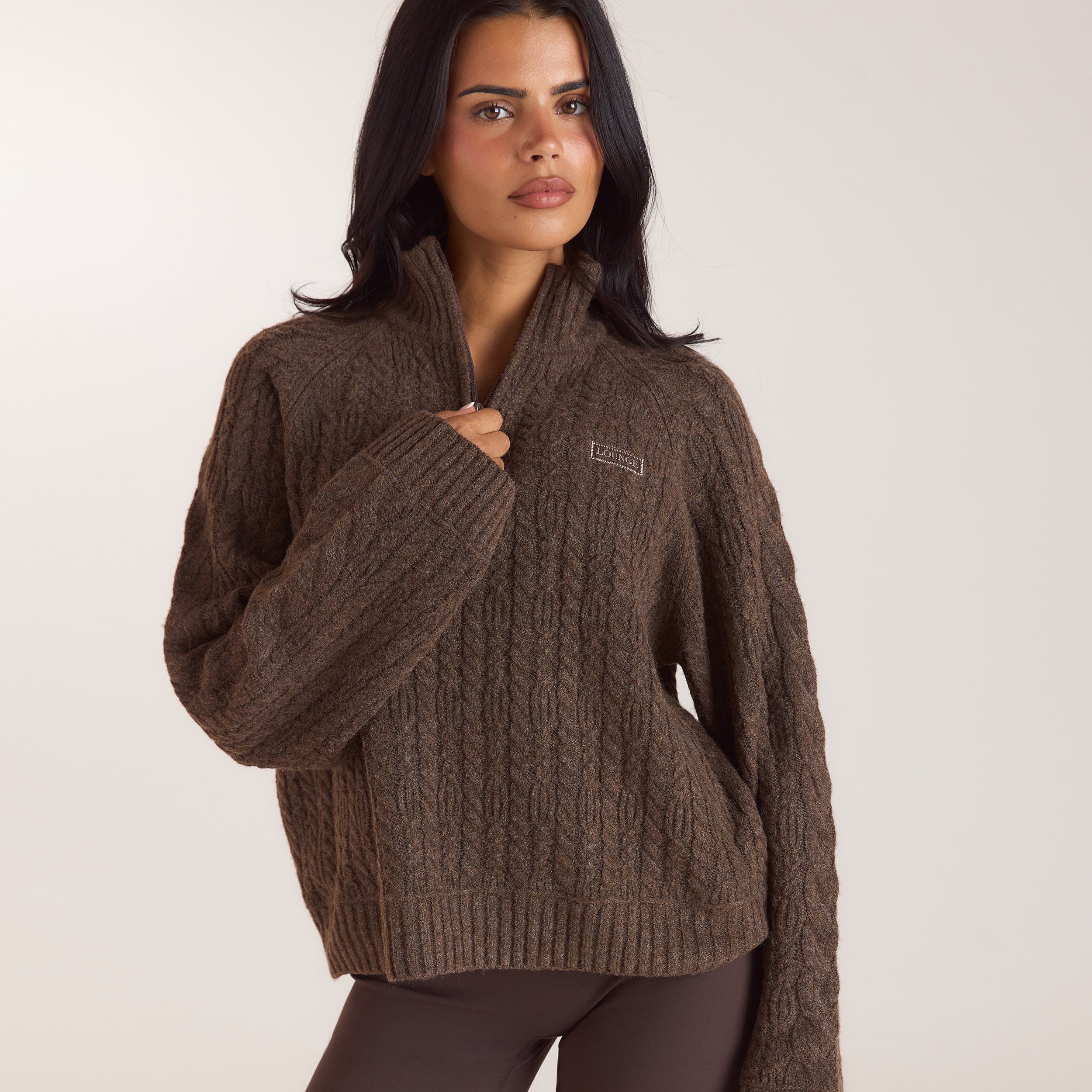 Pull en Maille à Demi-Zip | Pull en Maille à Demi-Zip - Taupe