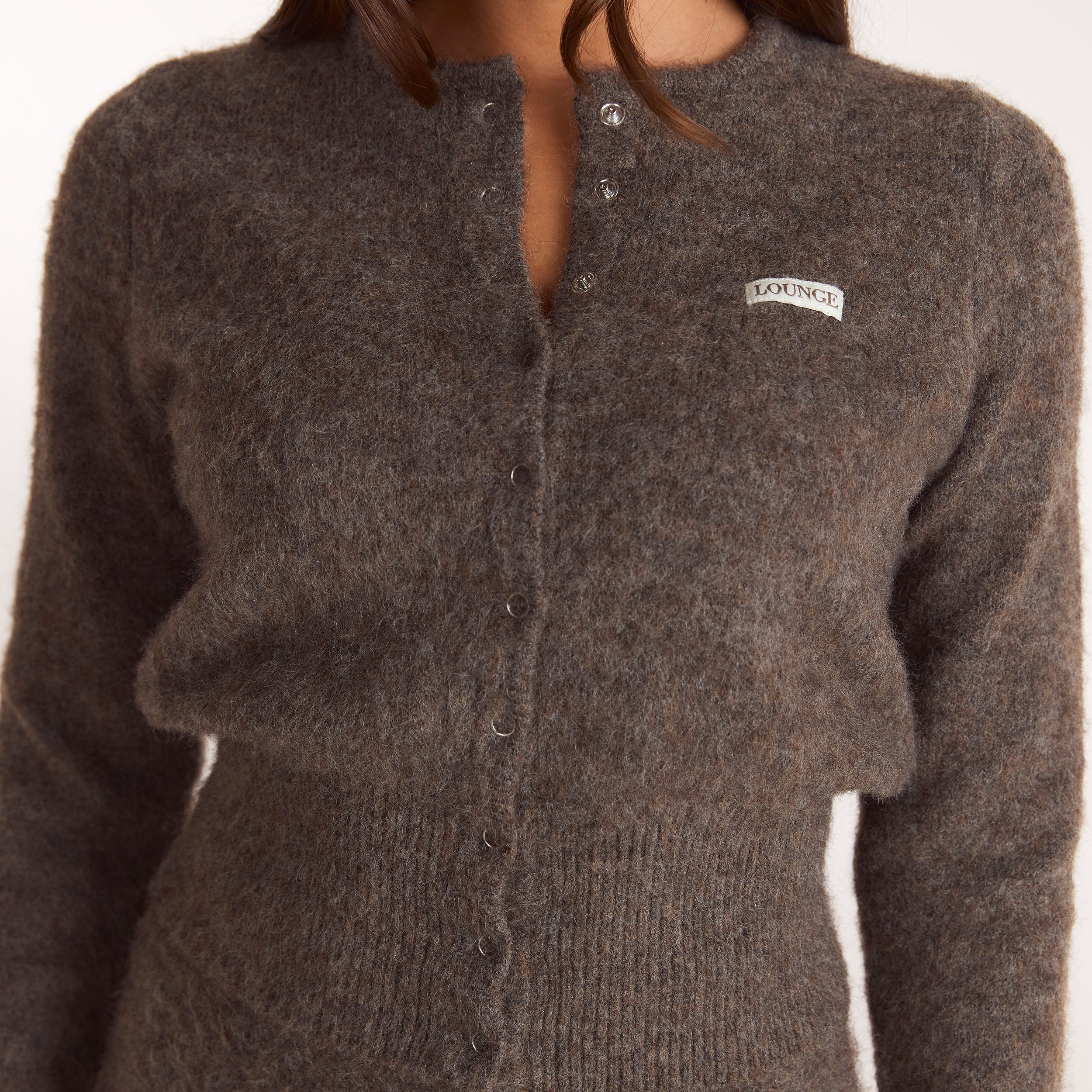 Cardigan en Maille Cintré | Cardigan en Maille Cintré - Marron Cendré