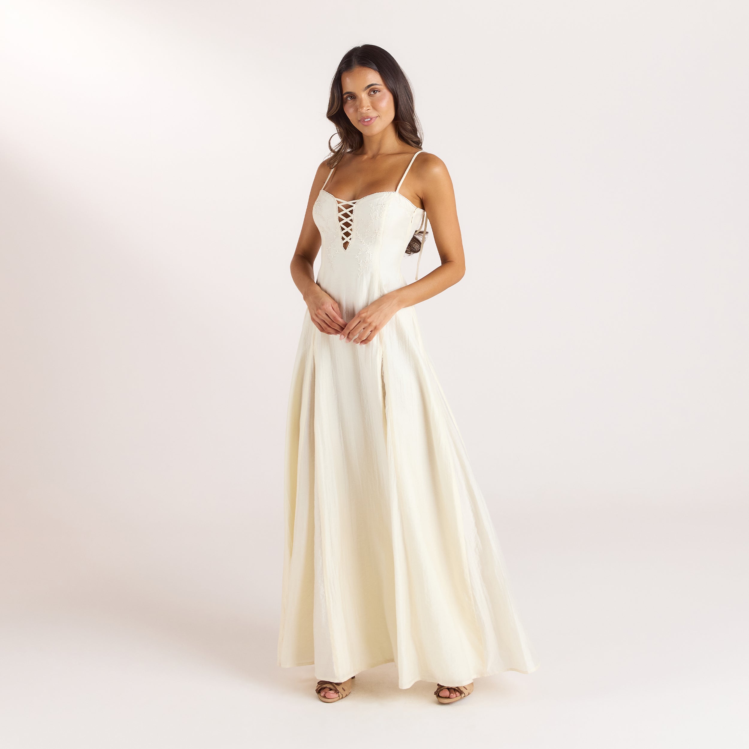 Robe Maxi Brodée | Robe Maxi Brodée - Crème au beurre