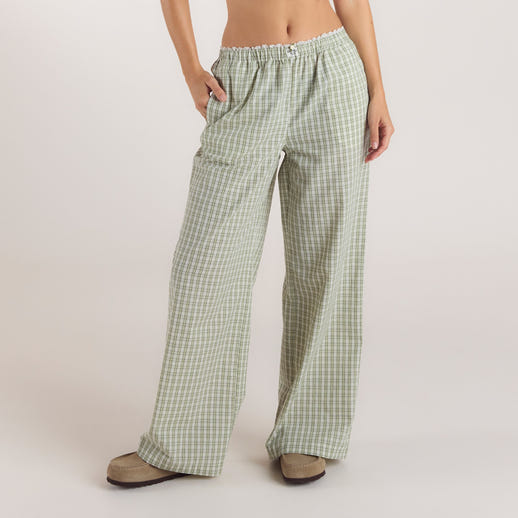 Pantalon en Coton à Carreaux - Vert