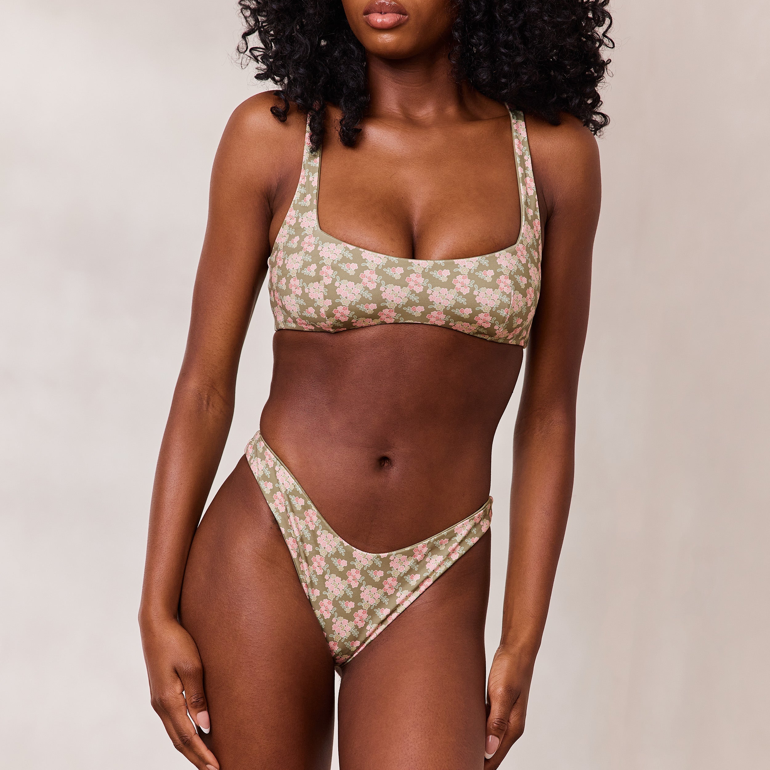 Plongeant Haut de Bikini Réversible | Plongeant Haut de Bikini Réversible - Vert/Floral