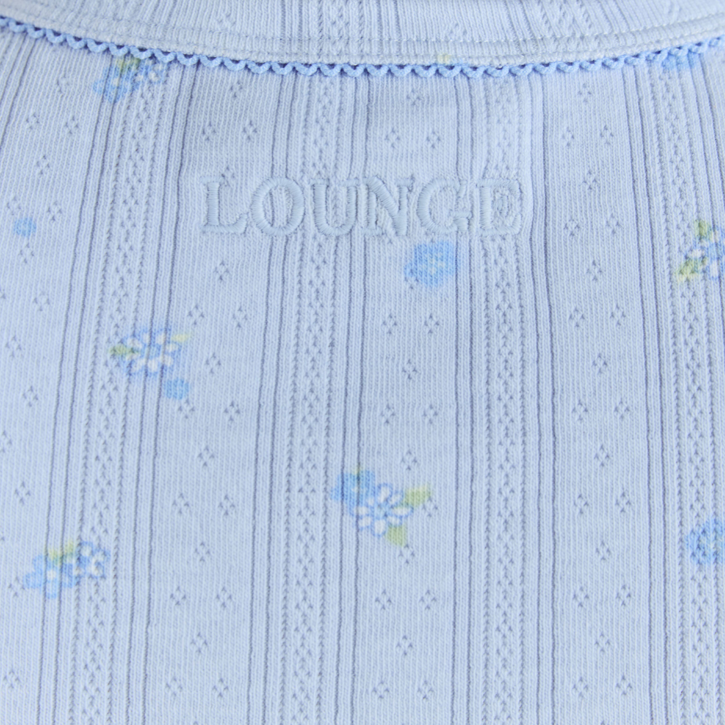 Haut de Pyjama Ajusté en Pointelle | Haut de Pyjama Ajusté en Pointelle - Bleu Floral