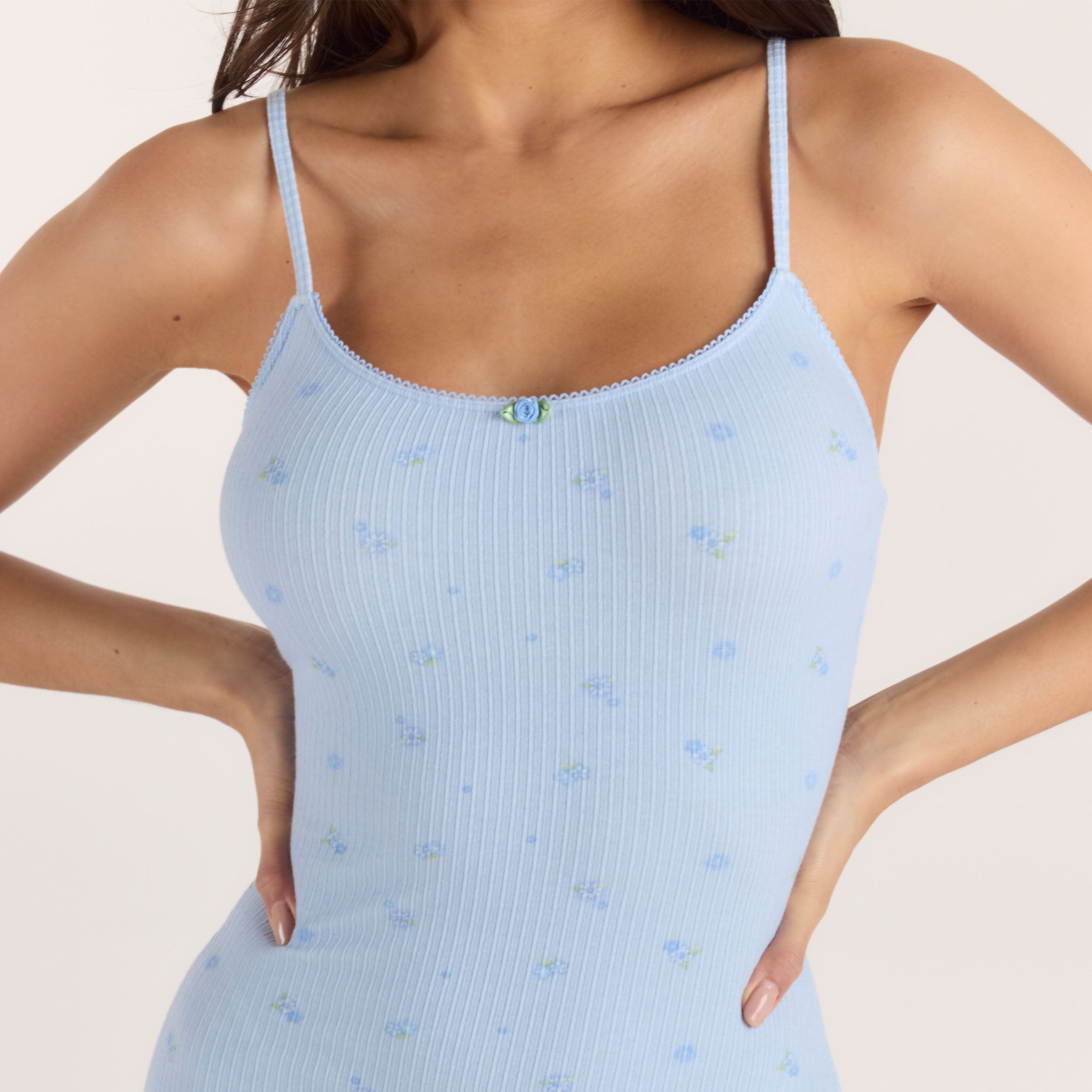 Combinaison Côtelée | Combinaison Côtelée - Bleu Floral