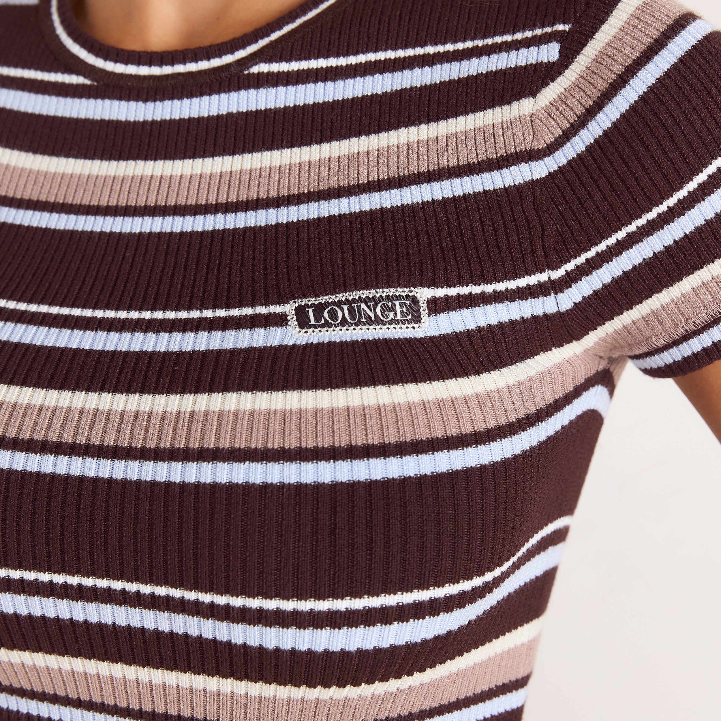 T-Shirt en Tricot | T-Shirt en Tricot - Rayures Marron