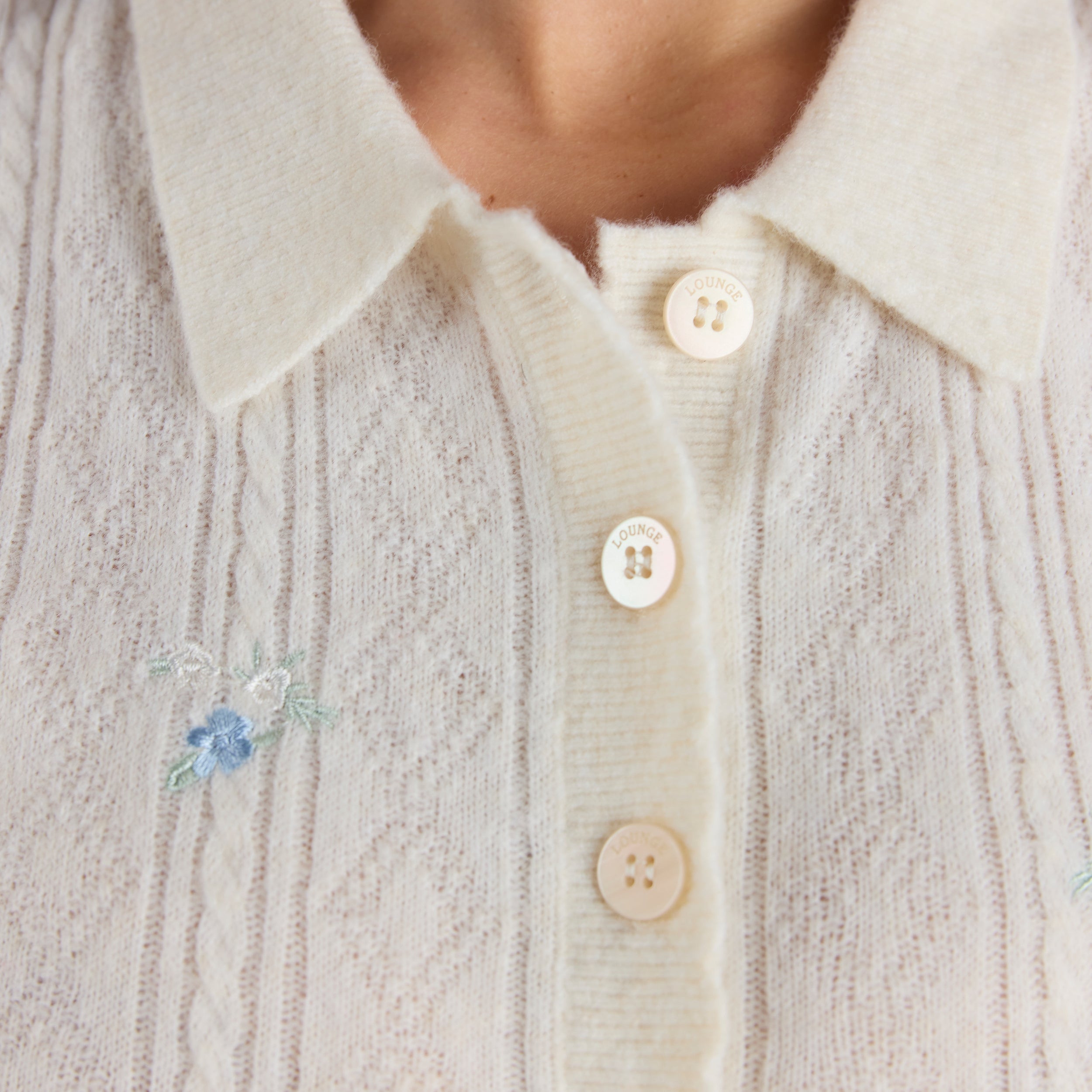 Top en Maille Brodée | Top en Maille Brodée - Crème