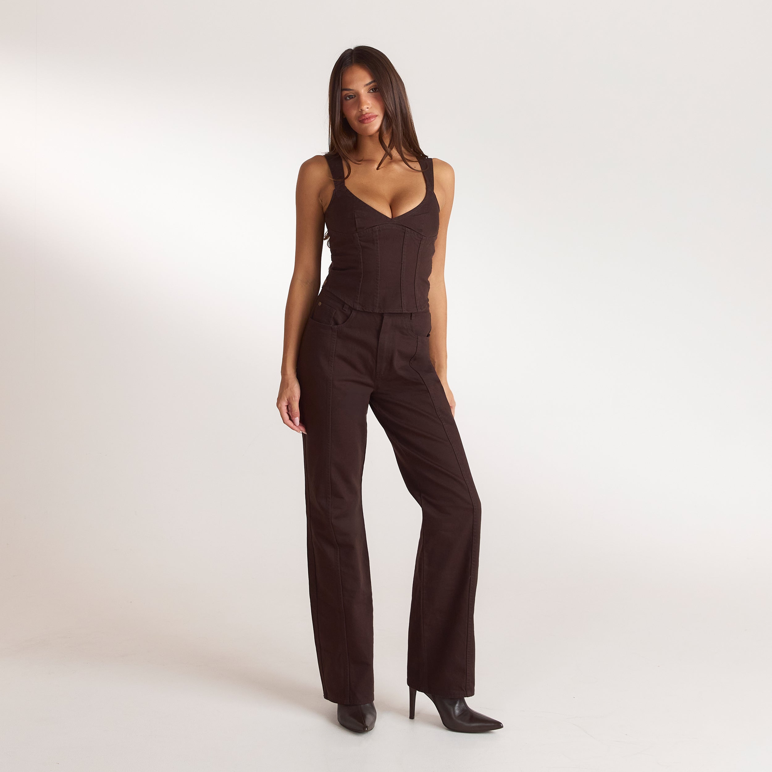 Jean Droit en Denim | Jean Droit en Denim - Chocolat