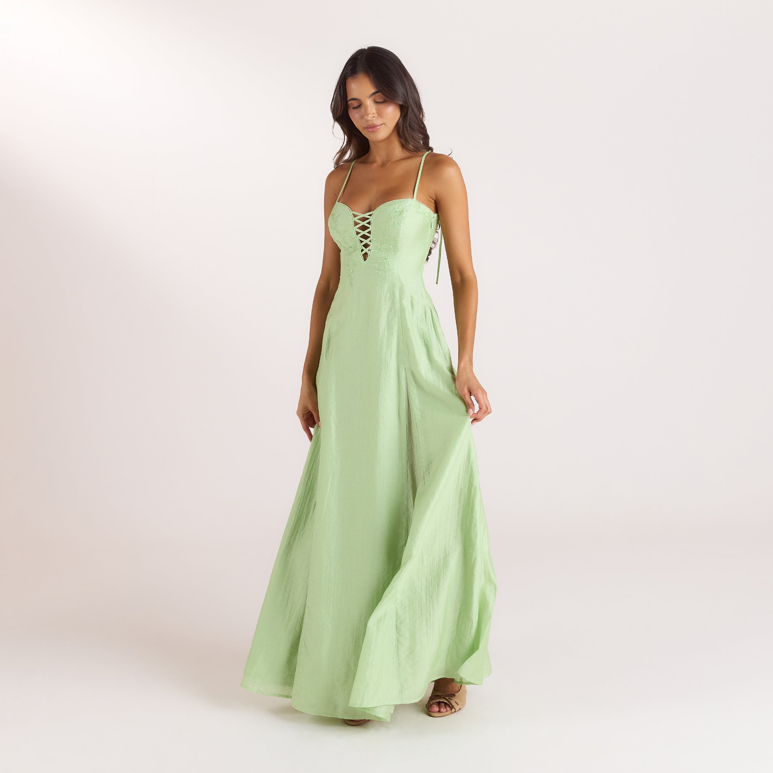 Robe Maxi Brodée | Robe Maxi Brodée - Vert