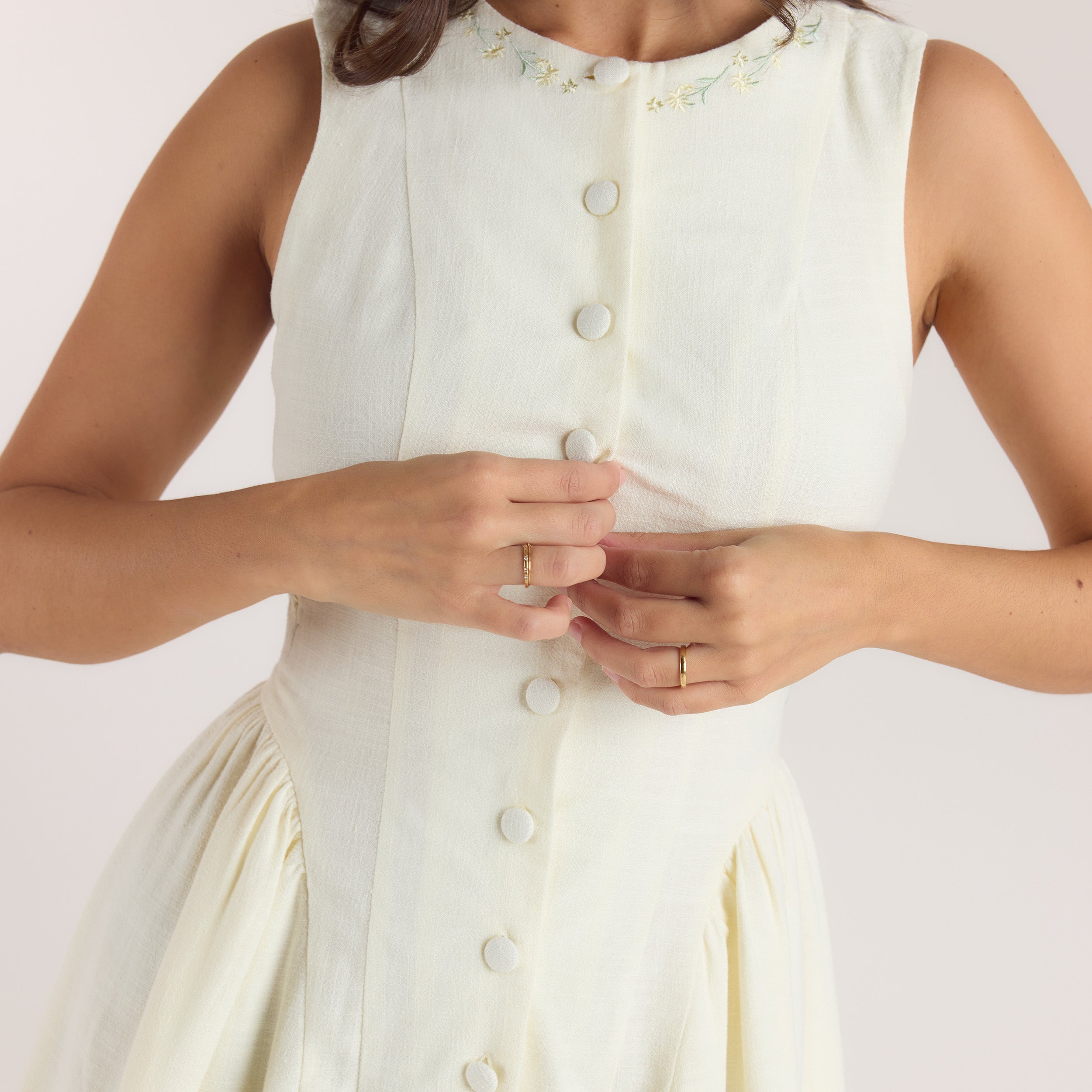 Robe Mini Brodée | Robe Mini Brodée - Crème