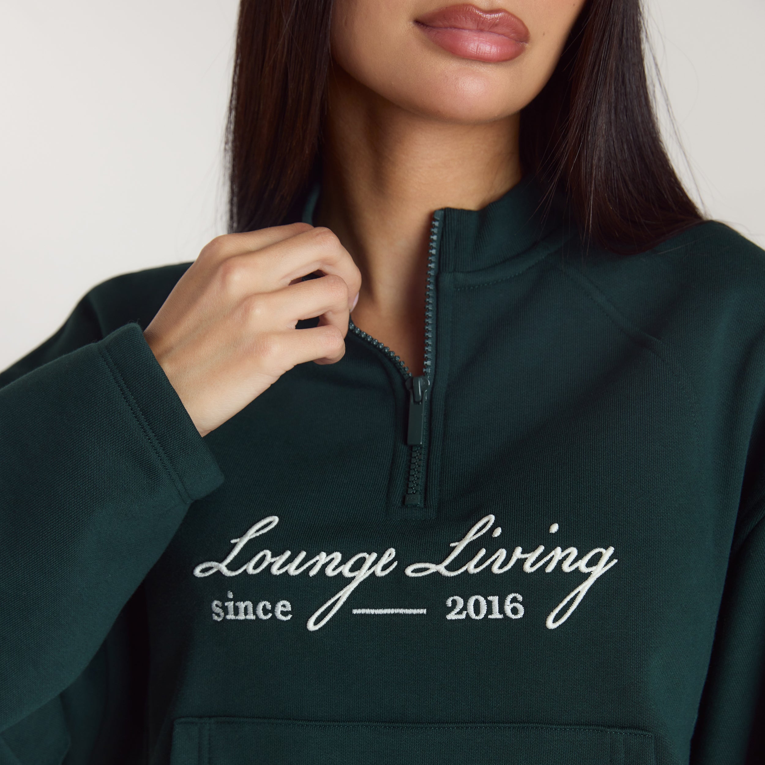 Pull avec Quart de Zip Lounge Living | Pull avec Quart de Zip Lounge Living - Vert Forêt