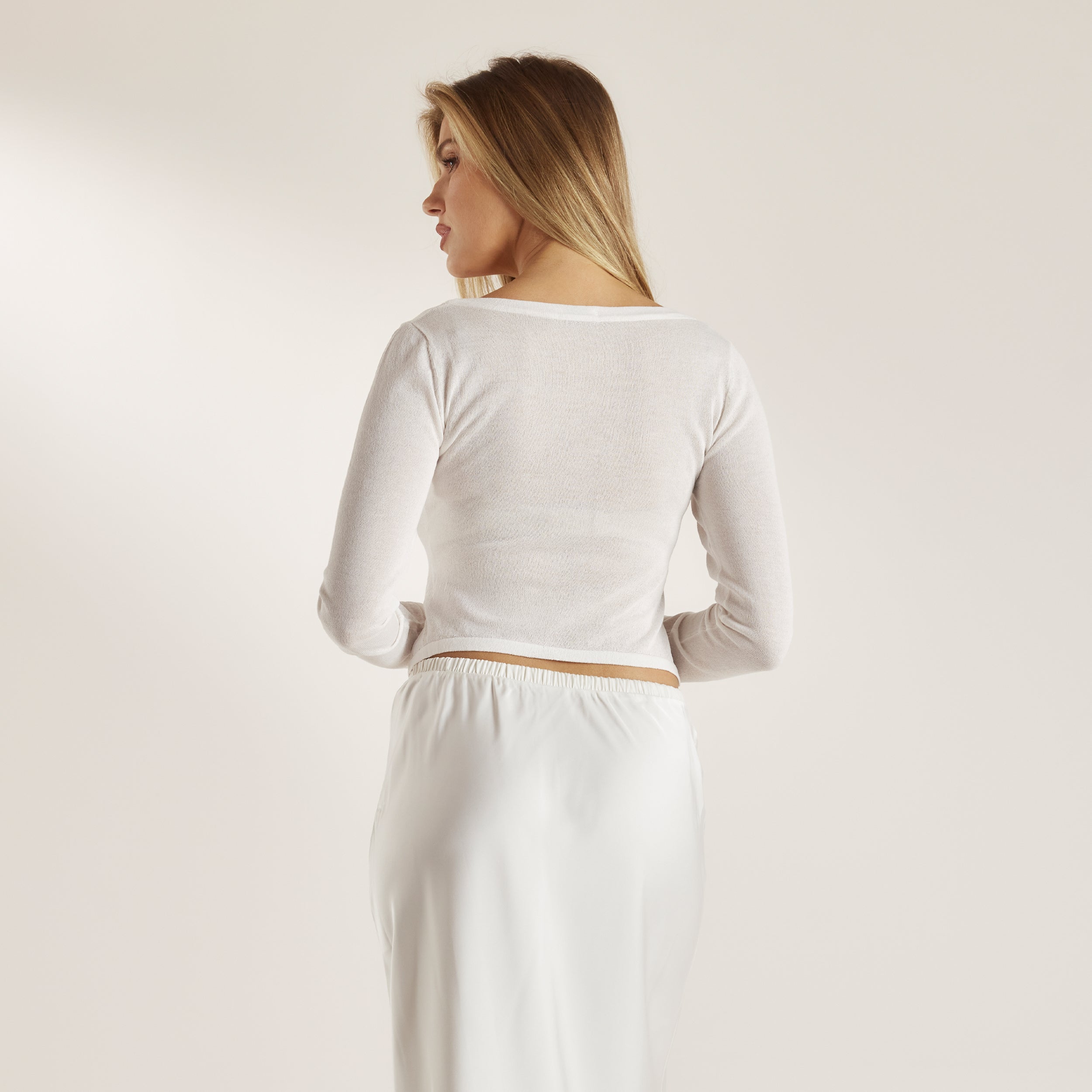 Cardigan Transparent en Tricot | Cardigan Transparent en Tricot - Écru